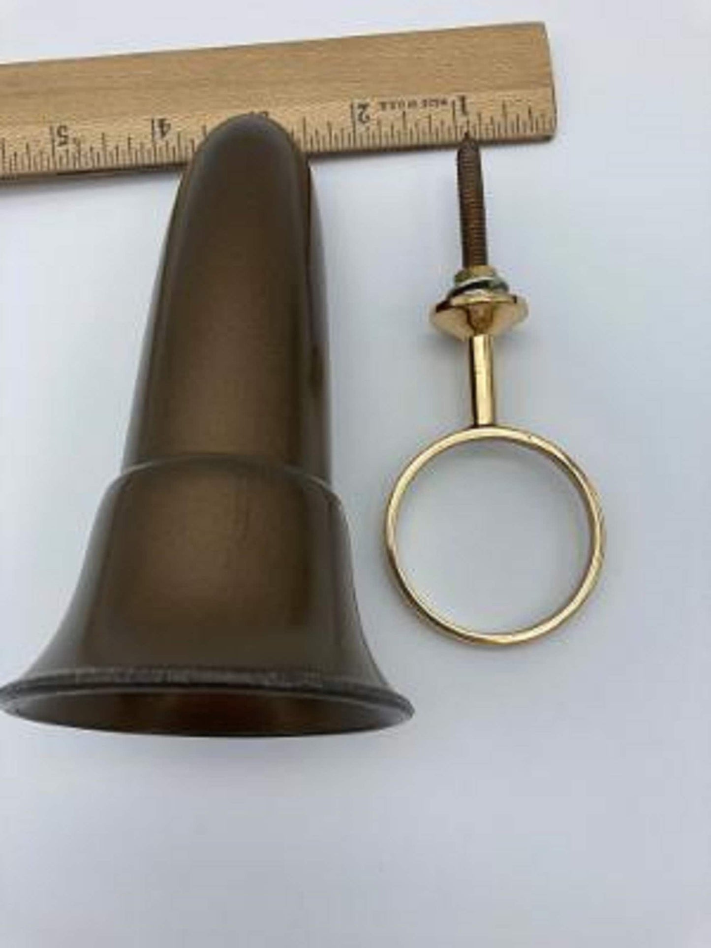 Mausoleum Crypt Brown Vase 5.5 inch with Standard Base in Brite solid BRONZE Metal Ring Support - Royal Duchess -