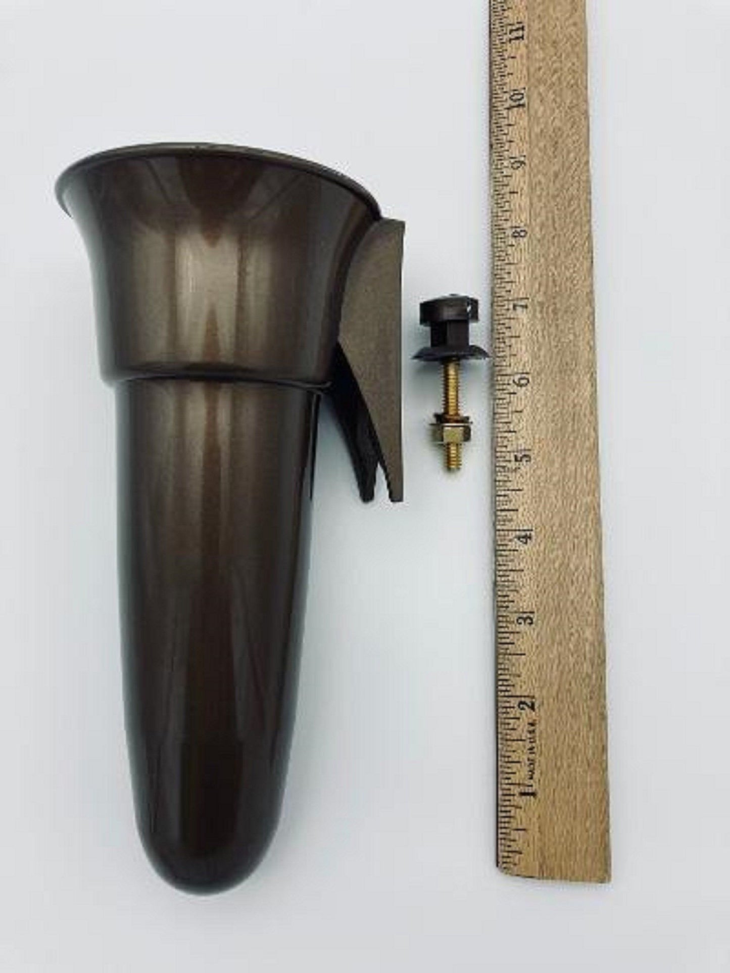 Crypt / Mausoleum Flower Brown / Bronze Vase - 7.75 IN Bolt / Button Support -