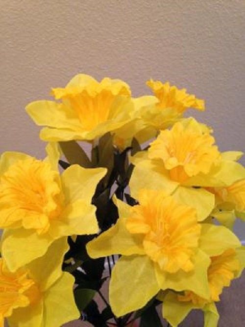 DIY BOUQUET YELLOW DAFFODILs  White Mini-Lillies (refill) for Grave-site Presentation in Remembrance of Loved Ones Or Home Garden Use -
