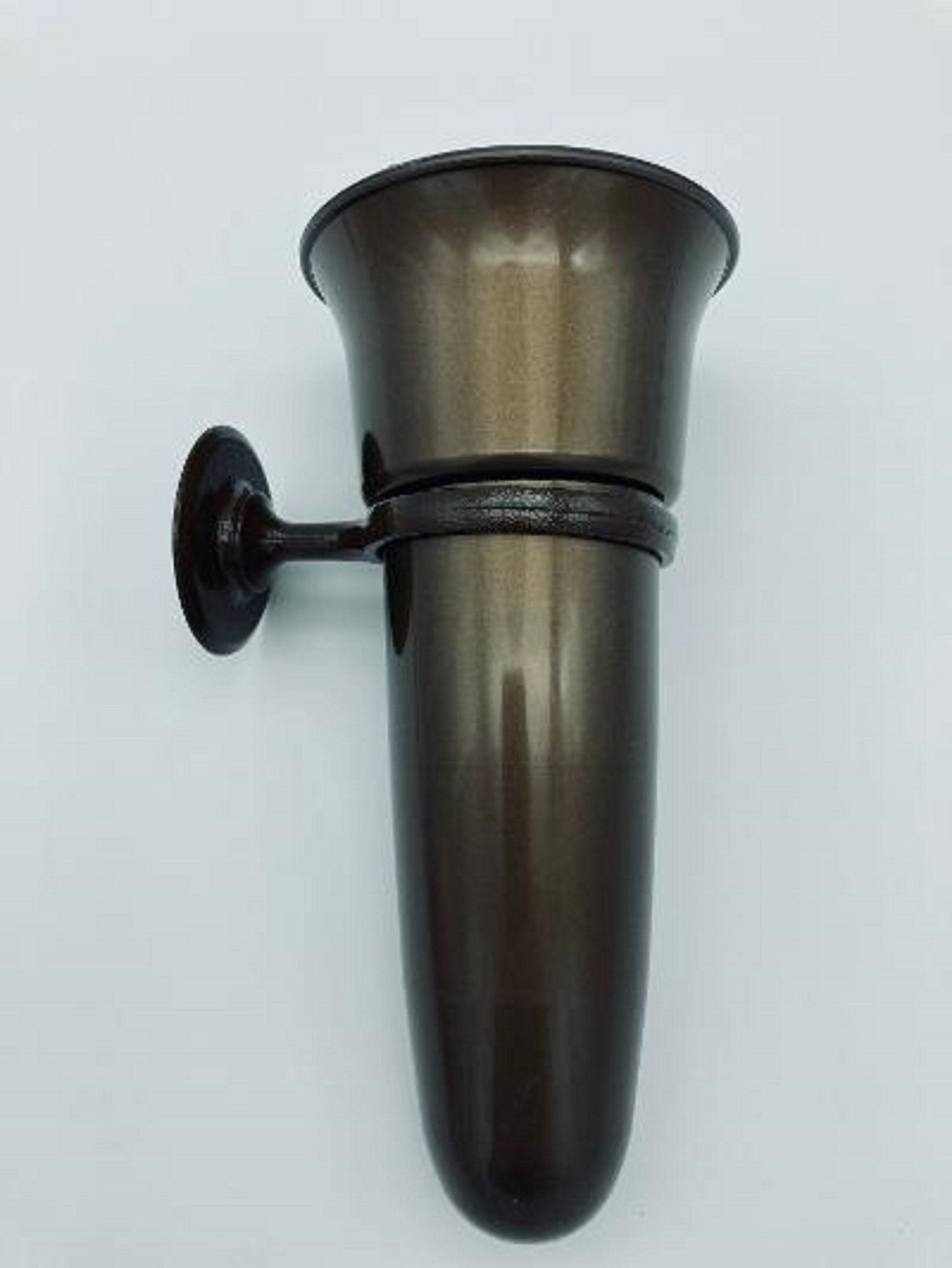 Mausoleum Crypt Brown Vase 8 IN with 2 IN Disc Base Support Ring for epoxy -