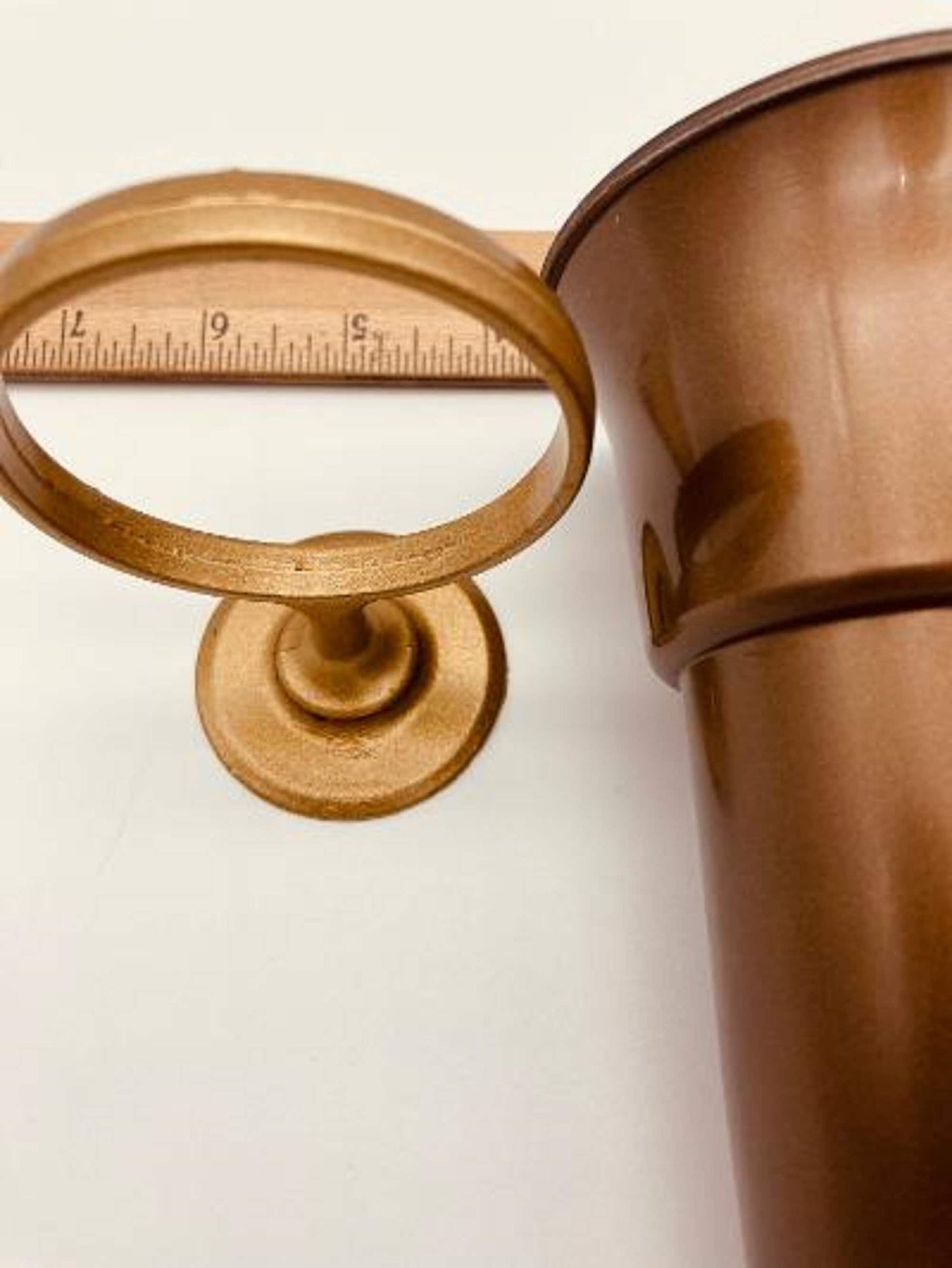 Mausoleum Bronze Crypt Vase 8 inch Old GOLD Ring Disc Base (epoxy) Support (7.75 IN)