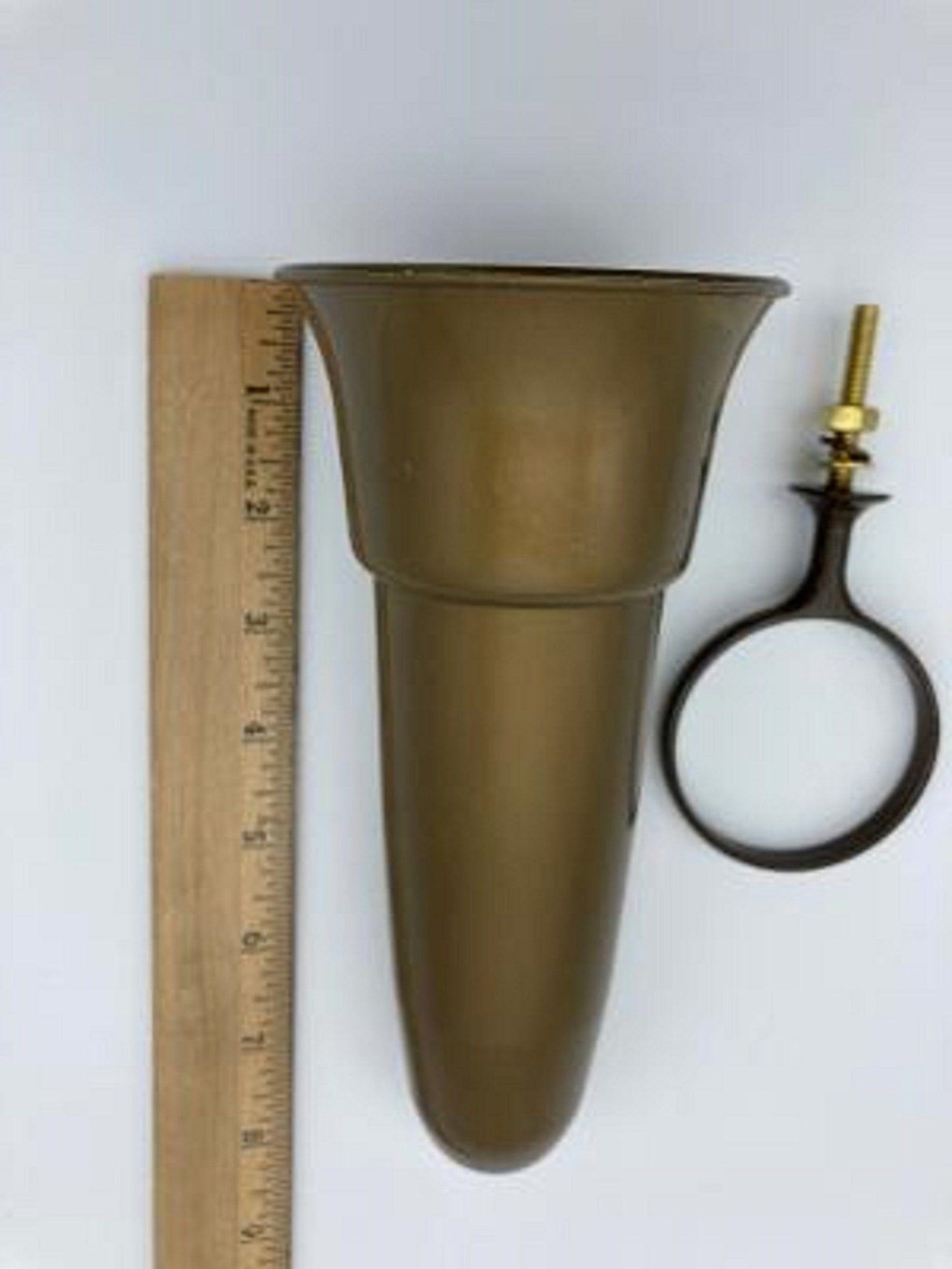 Crypt / Mausoleum Flower GOLD Vase - 7.75 IN Standard Brown Bolt /Ring Support -