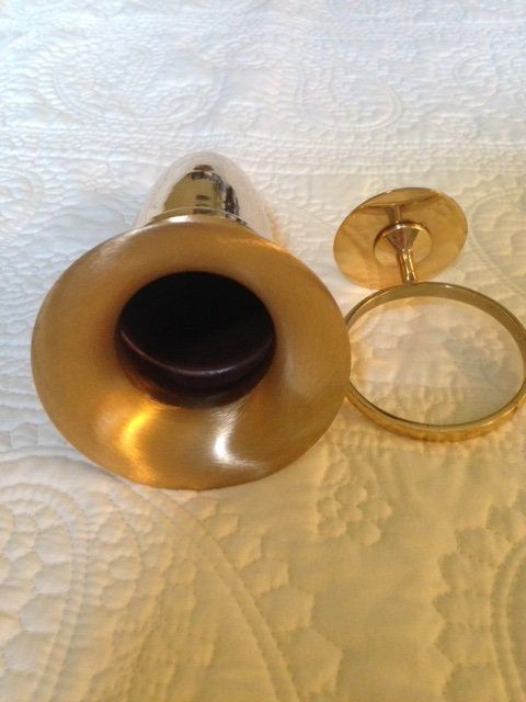 Crypt Mausoleum Niche Vase - Bronze Metal 7 Inch - Epoxy Mount Disc Base -