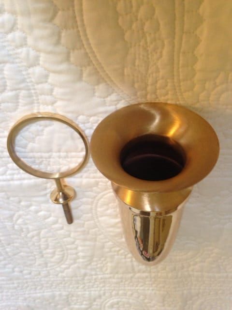 Crypt Mausoleum Niche Vase - Bronze Metal 7 Inch - Bolt /Ring Base -