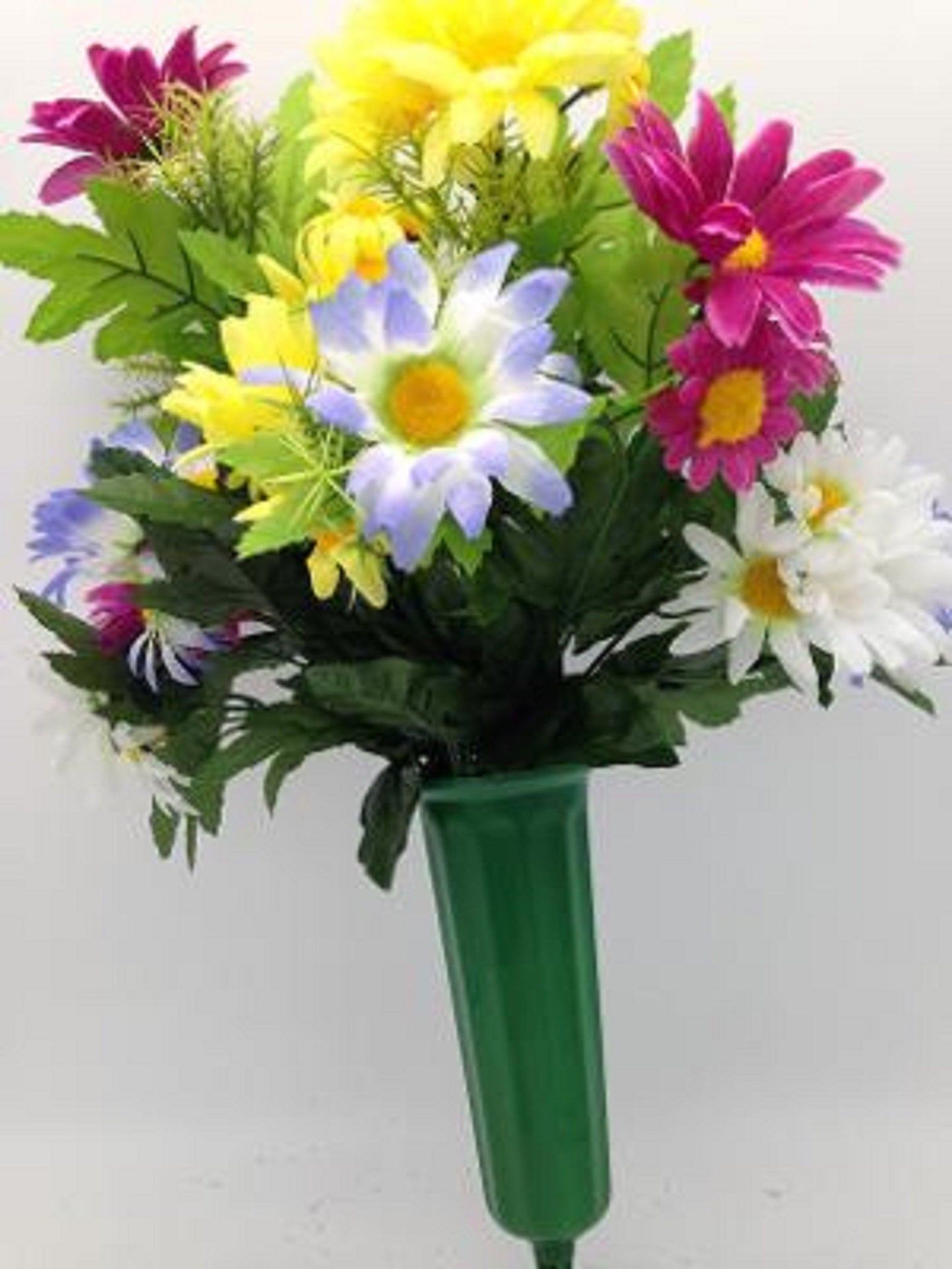 Cemetery Silk Flower Gerbera Daisy Vase