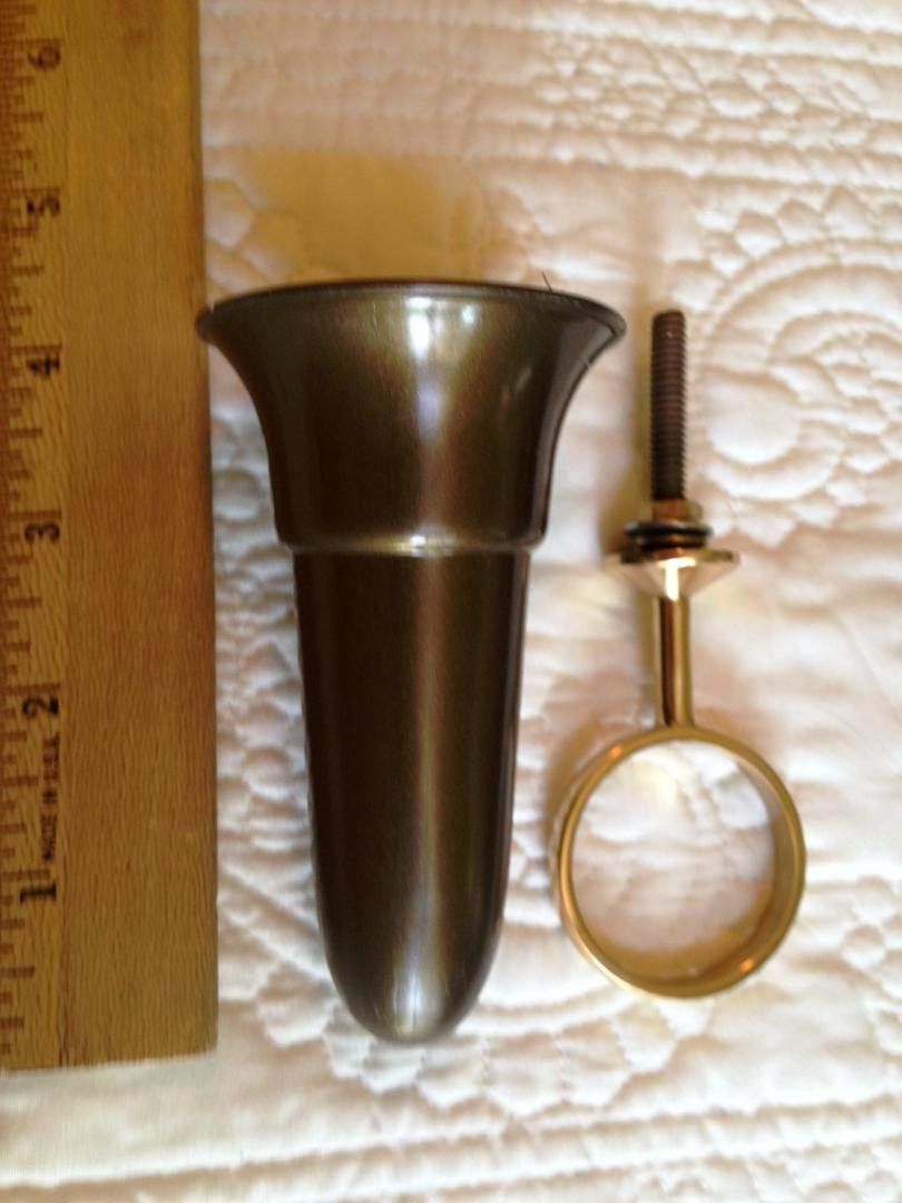 Mausoleum Niche Brown Vase 4.0 inch with Brite Solid BRONZE  Metal Bolt Ring Support - Royal Duchess -