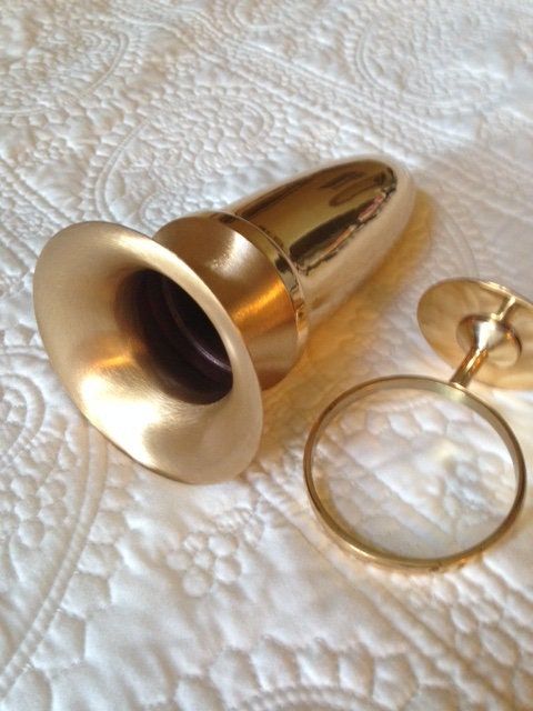 CUSTOM ENGRAVED Crypt Mausoleum Niche Vase - Bronze Metal 7 Inch - Add 1 Personal Engraved Initial