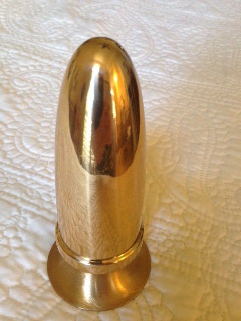 ENGRAVED (custom) SCRIPT (1) INITIAL Crypt Mausoleum Niche Vase - Bronze Metal 7 Inch - Bolt on Ring Base -