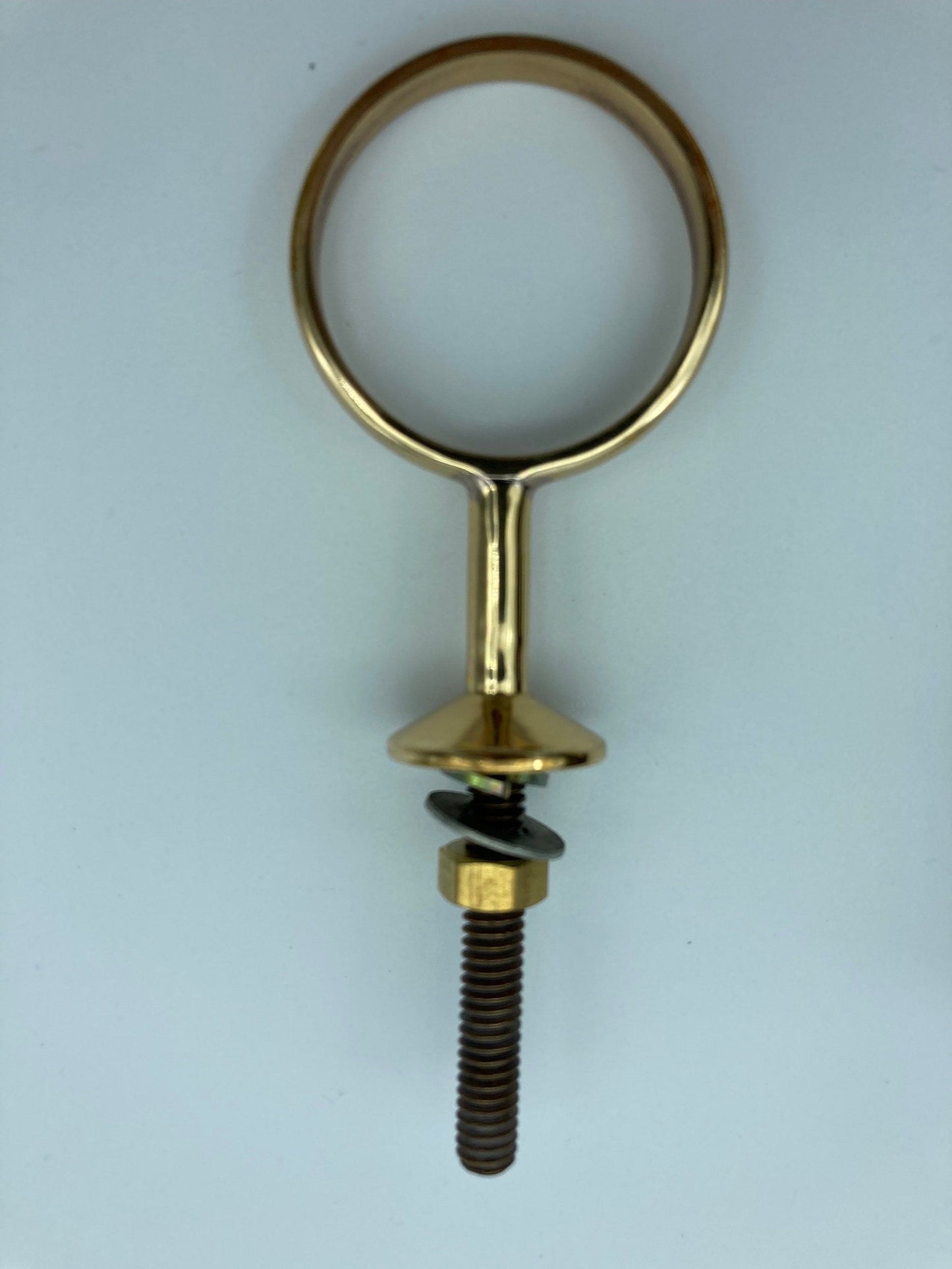 Mausoleum Niche Brown Vase 4.0 inch with Brite Solid BRONZE  Metal Bolt Ring Support - Royal Duchess -