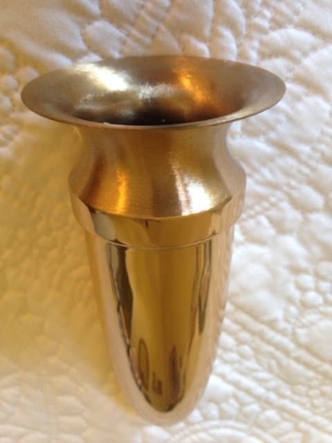 ENGRAVED (custom) Crypt Mausoleum Niche Vase - Bronze Metal 7 Inch - Add 3 Personal Engraved Initials