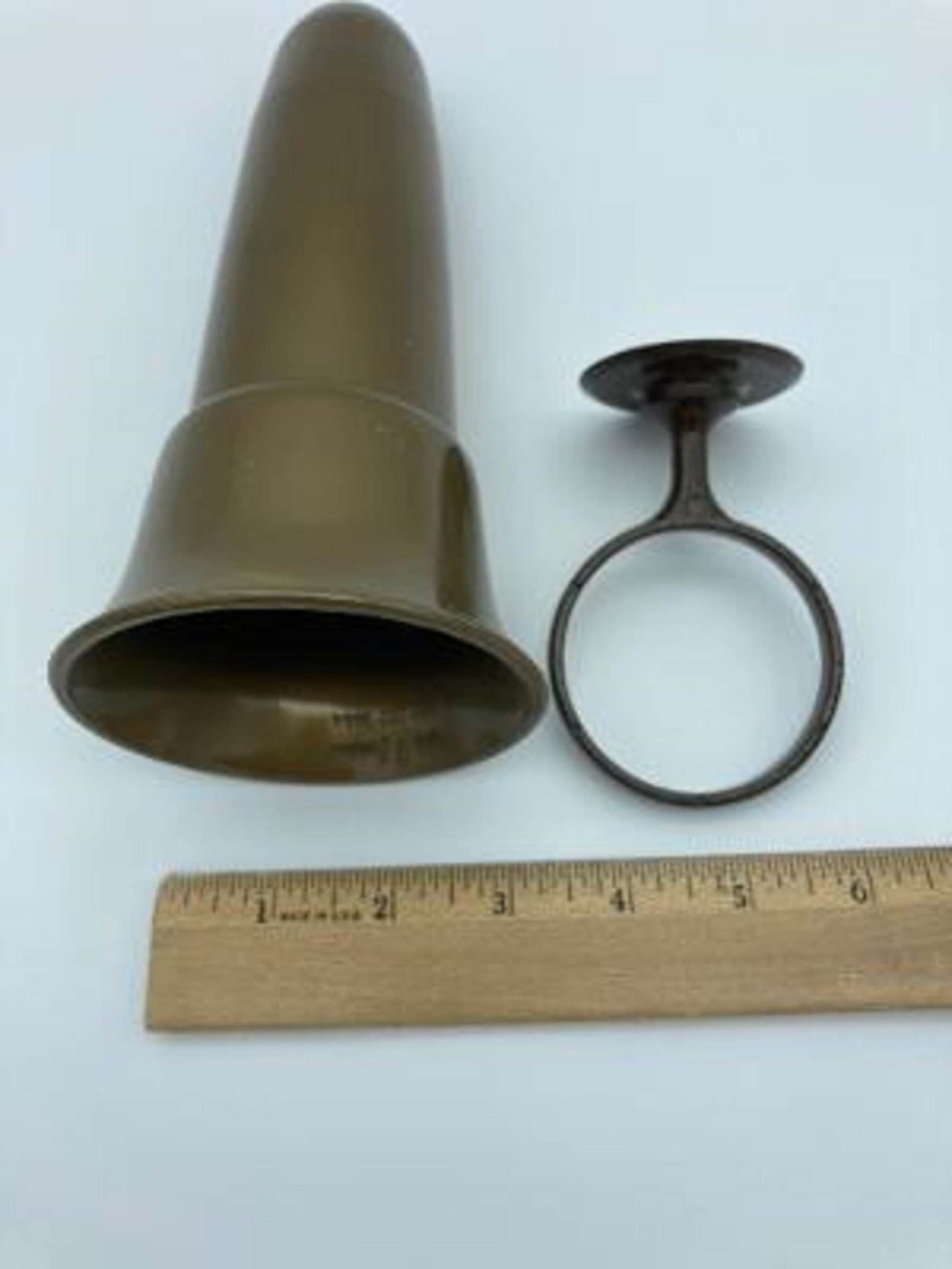 Crypt / Mausoleum  Flower GOLD Vase - 7.75 IN  Brown /  Bronze  w/ 2 IN Disc Base Ring Support -