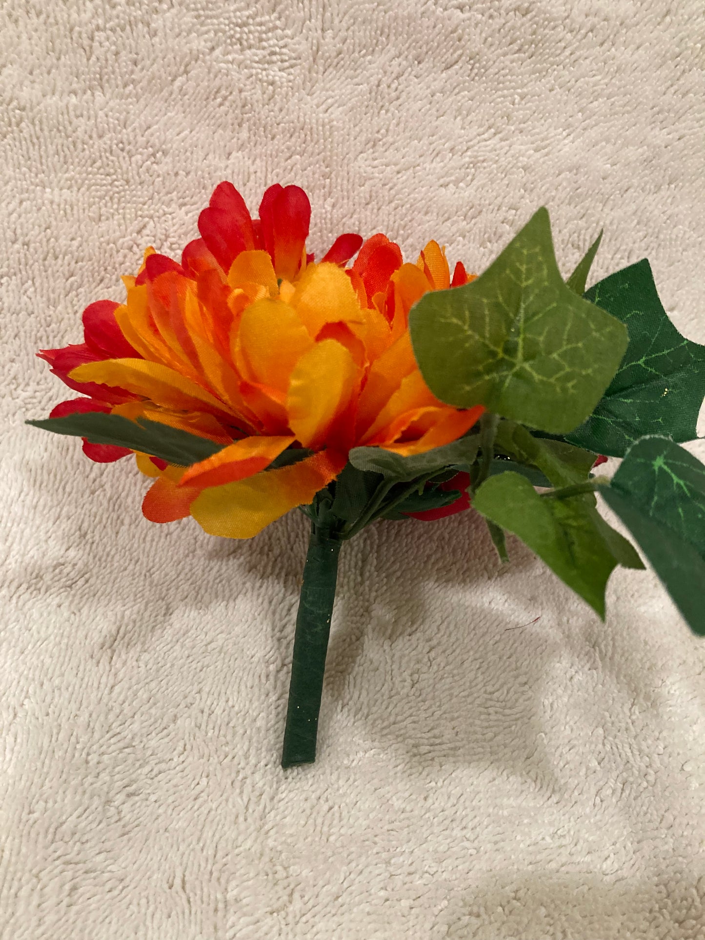 Niche Crypt Silk Flower Arrangement of Red Rose, Mum, Delphiniums &  Ivy -NO VASE