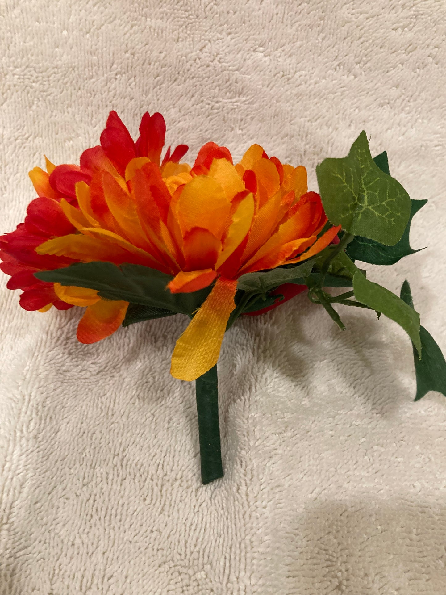 Niche Crypt Silk Flower Arrangement of Red Rose, Mum, Delphiniums &  Ivy -NO VASE