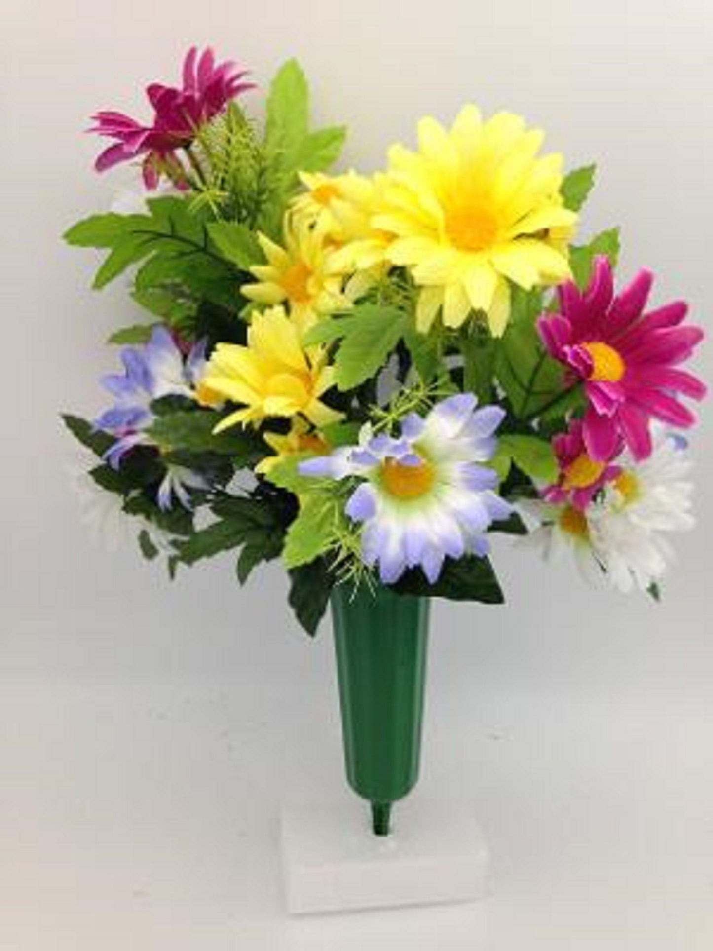Cemetery Silk Flower Gerbera Daisy Vase