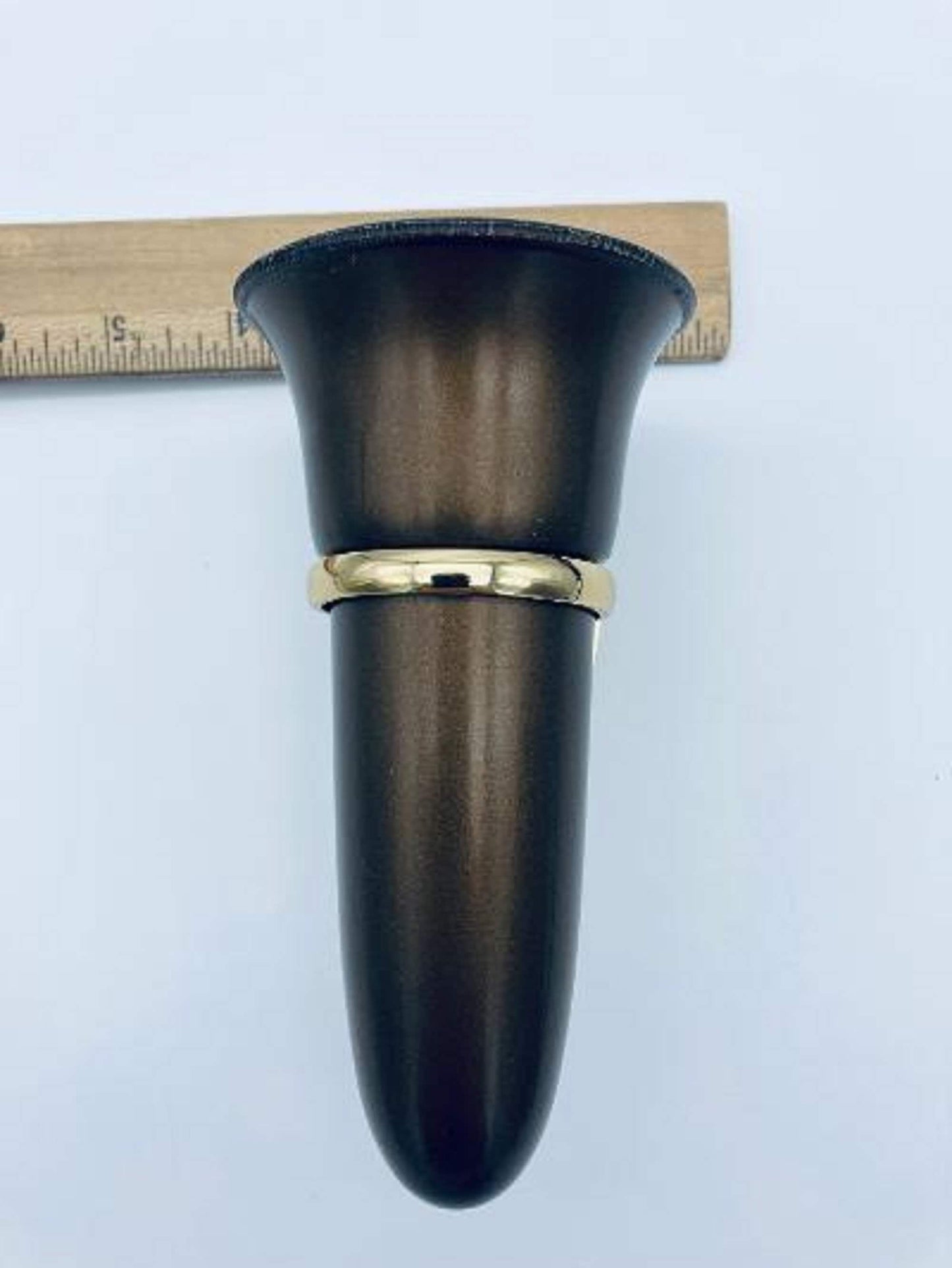 Mausoleum Crypt Brown Vase 5.5 inch with 2 IN Disc Base of Brite BRONZE Metal Ring Support - Royal Duchess -