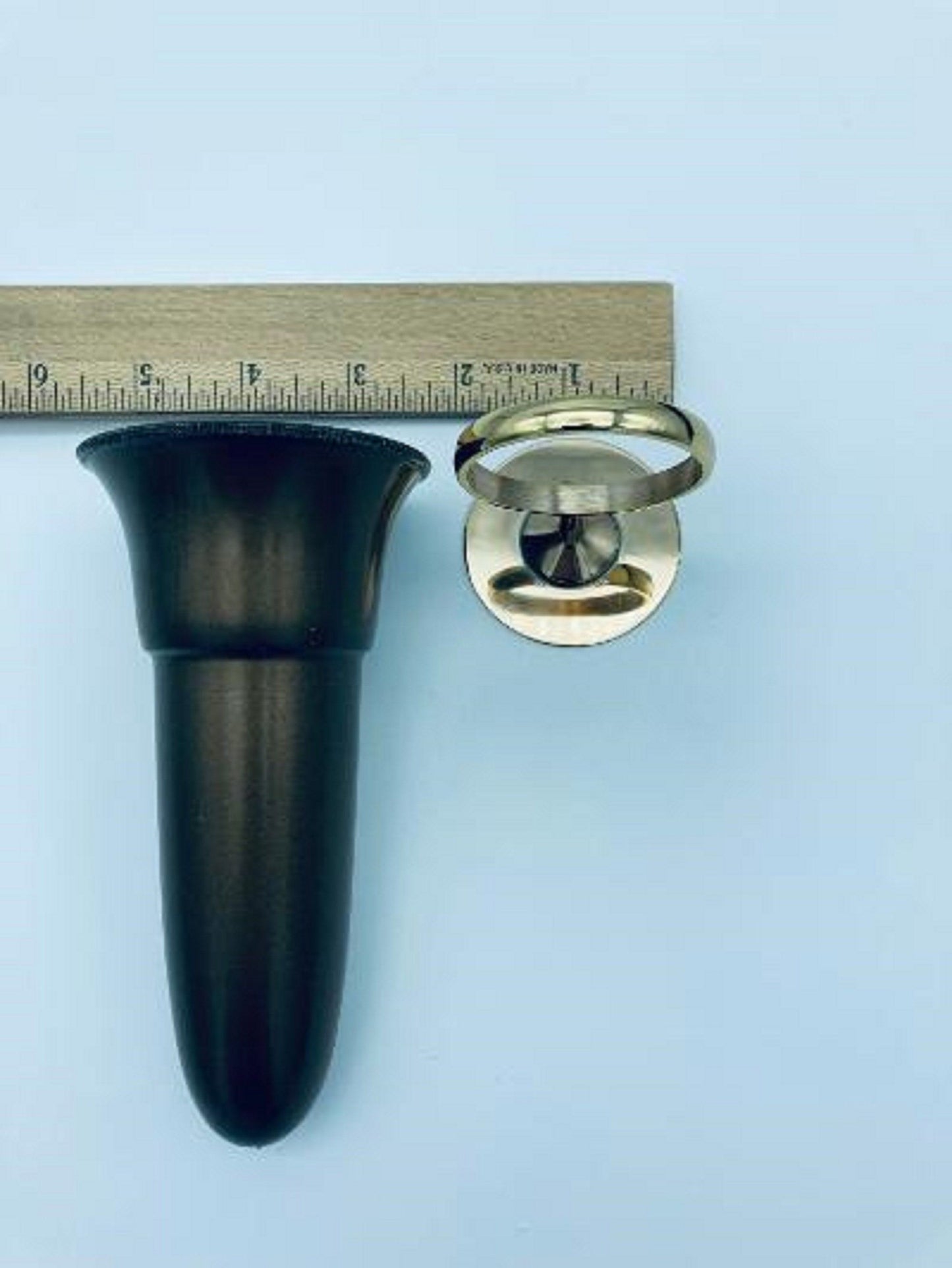 Mausoleum Crypt Brown Vase 5.5 inch with 2 IN Disc Base of Brite BRONZE Metal Ring Support - Royal Duchess -