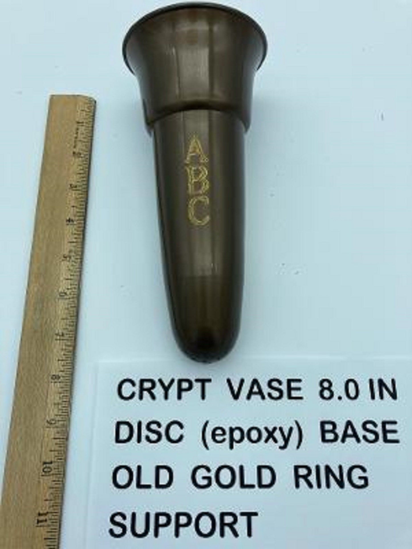 Custom Engraved Crypt Mausoleum Brown Vase Royal Duchess 8 IN - Add 3 Personal Engraved Initials - Old Gold Bolt Ring Support