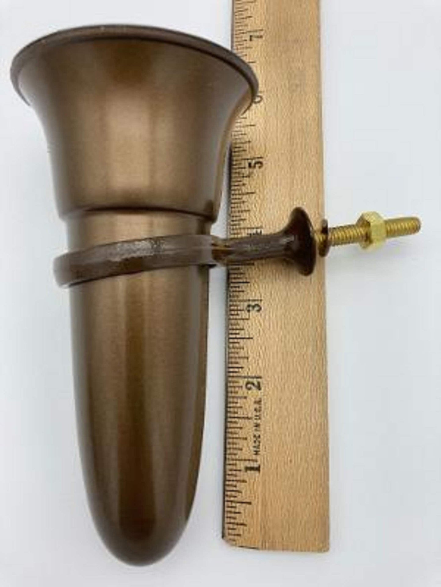 Mausoleum Crypt Brown Vase 5.5 IN  with Std Zinc Metal Bolt Ring Support -