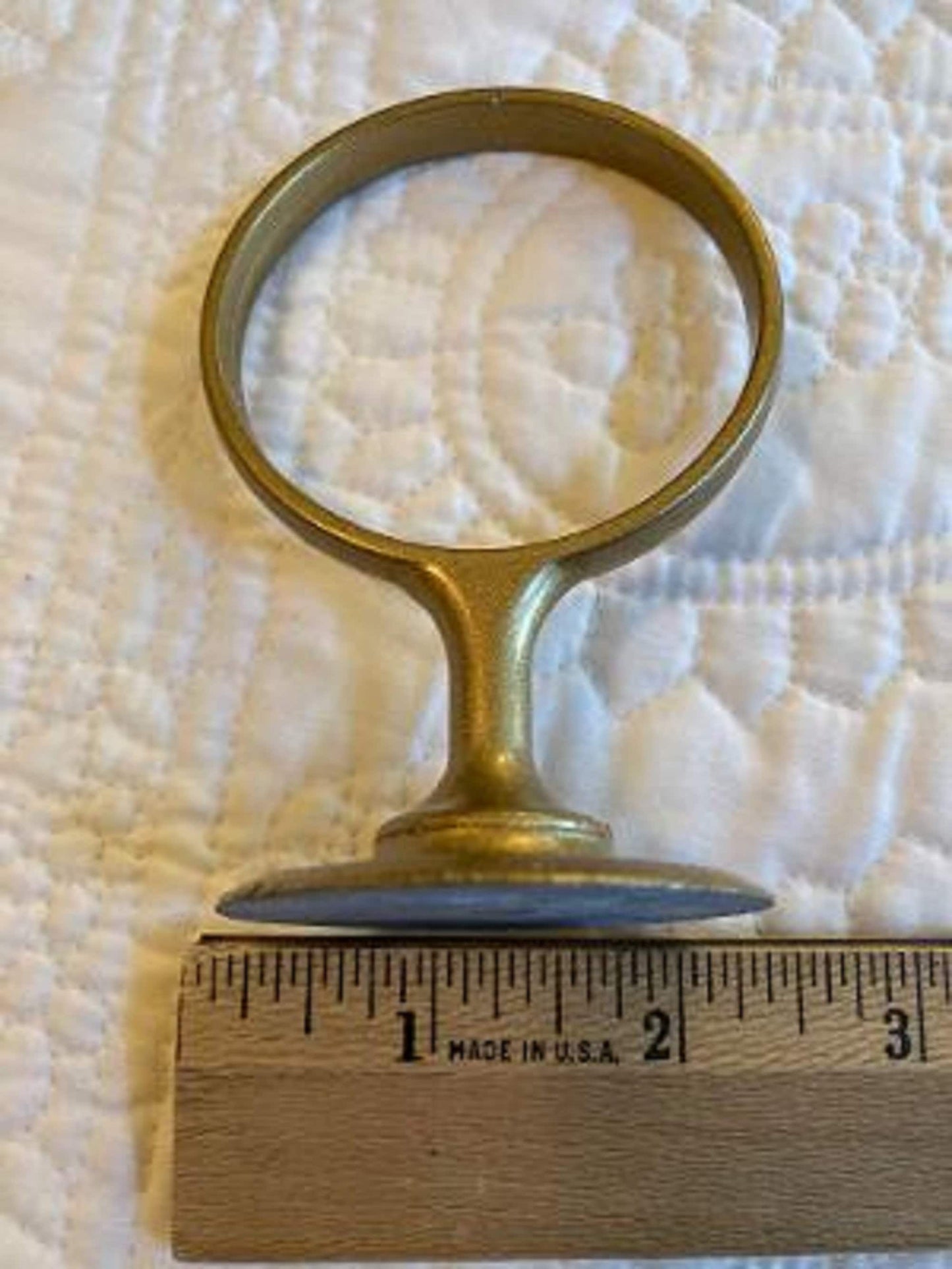 Mausoleum Bronze Crypt Vase 8 inch Old GOLD Ring Disc Base (epoxy) Support (7.75 IN)