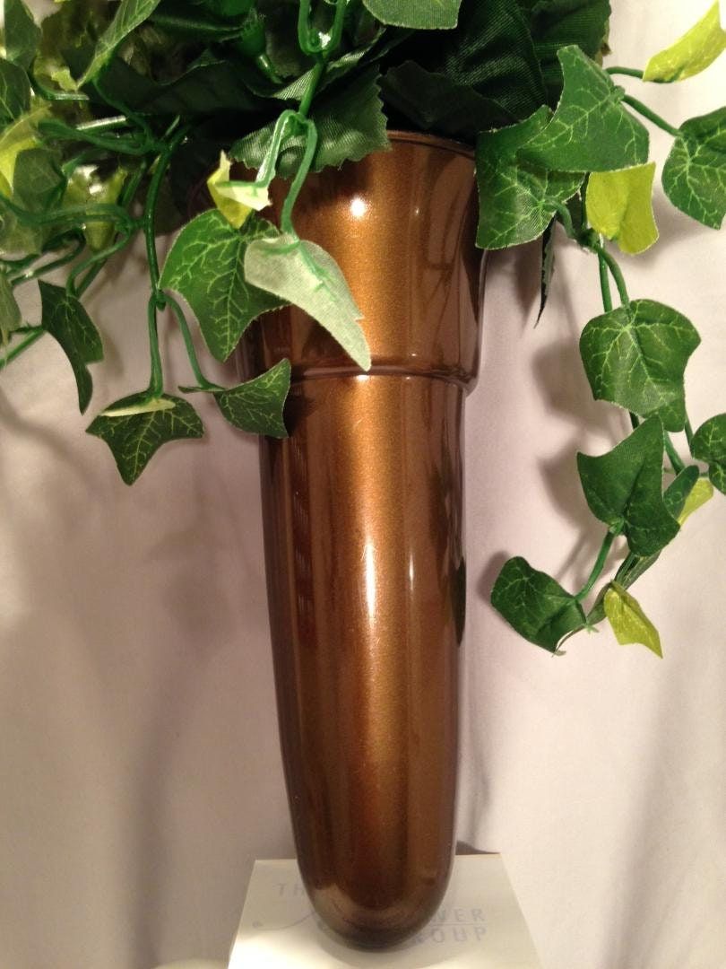 Crypt Mausoleum Vase & Yellow Rose Silk Flowers w/ Ring Bolt Support