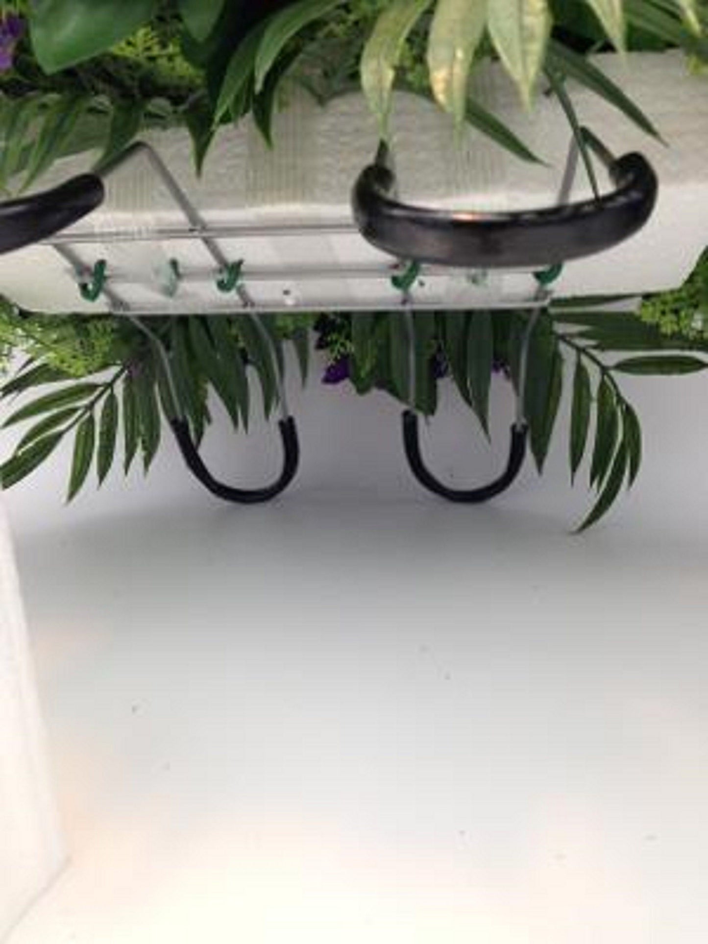 Flower Cemetery SADDLE for Headstone Mount in Silk PURPLE & White for Grave-site Presentation in Remembrance of Loved Ones.