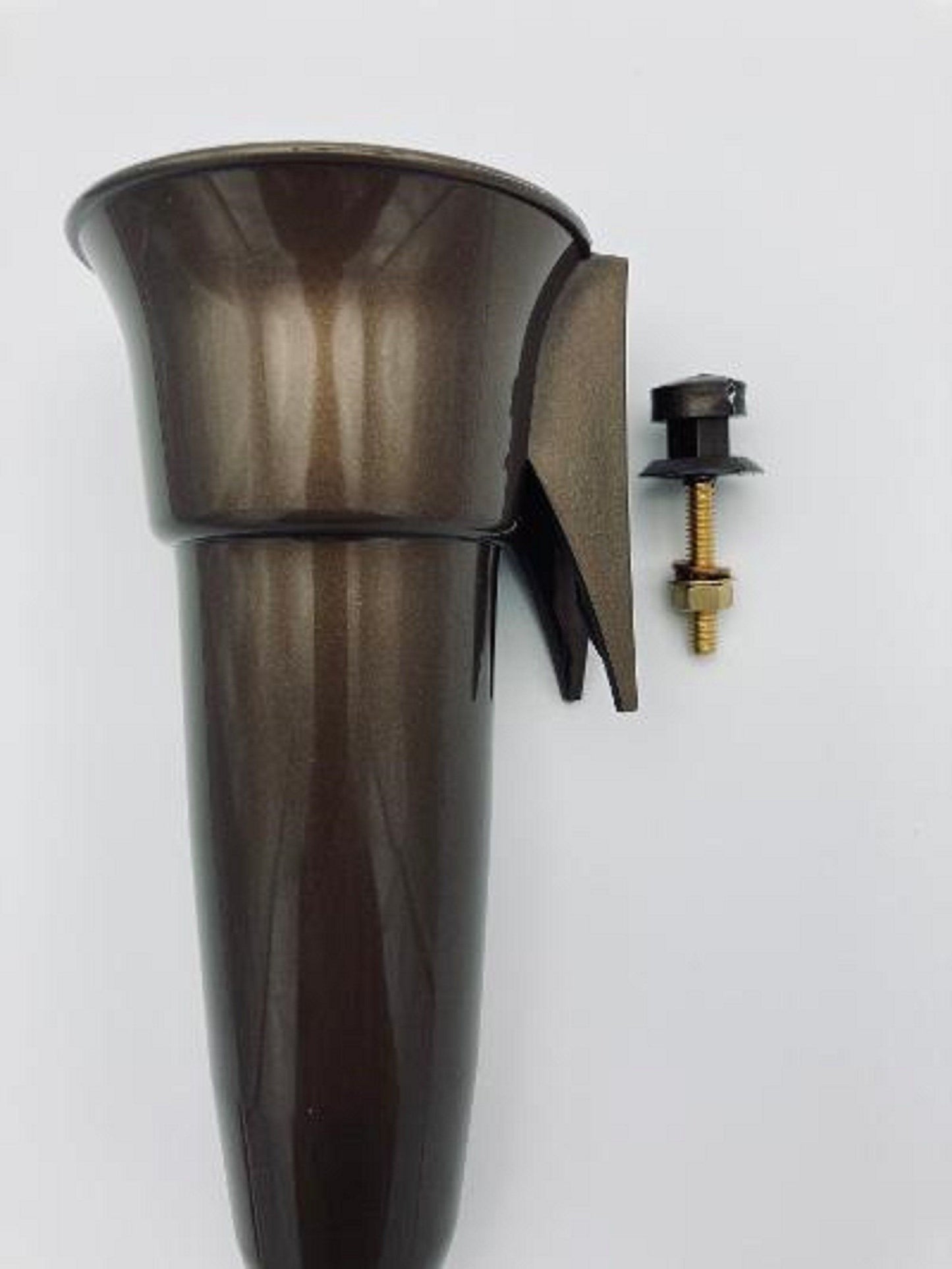 Mausoleum Crypt Injection Molded Brown Plastic Vase with "V" Bracket  (ONLY Replacement; NO Hardware) 8 inch - Royal Duchess