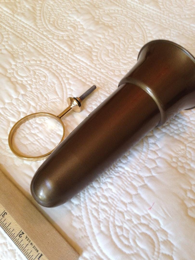 Crypt / Mausoleum  Flower Bown Vase - 7.75 IN Standard Brite BRONZE Metal Ring Support -