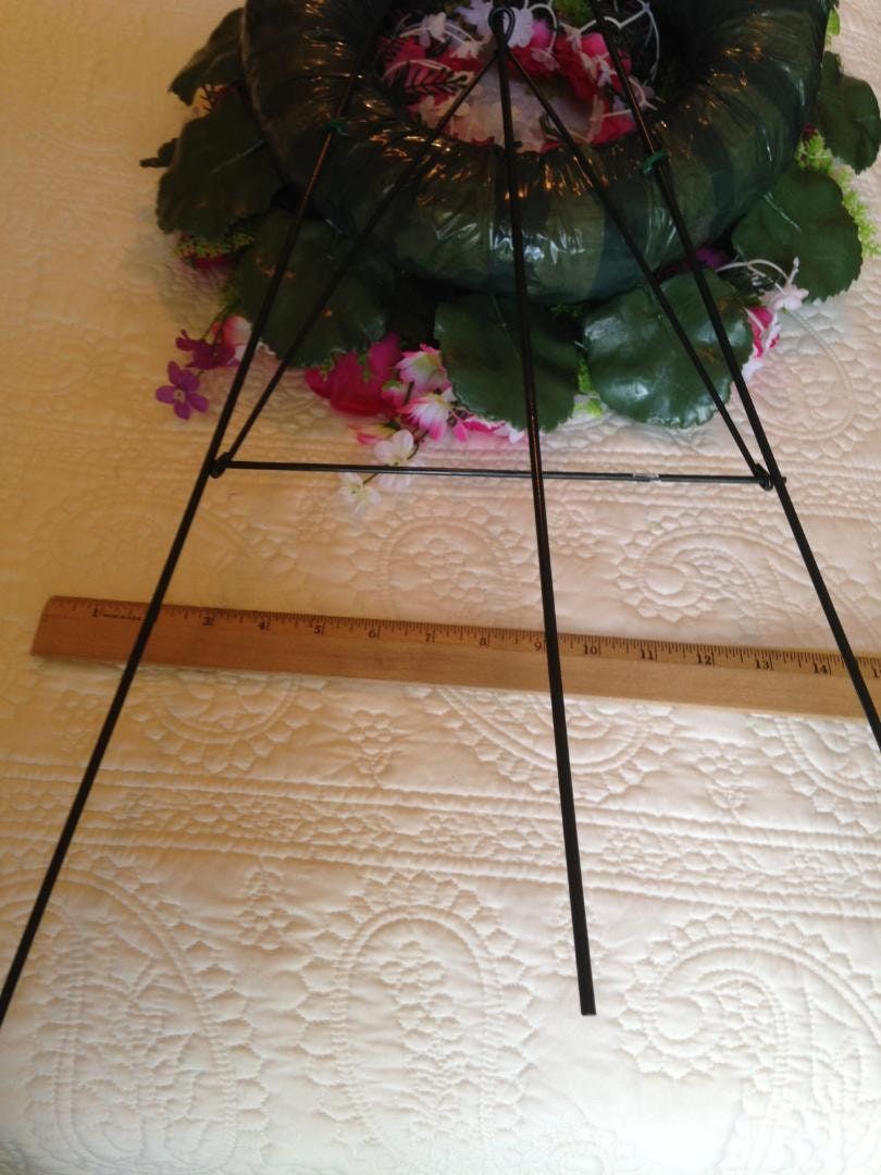Cemetery Wreath on Easel in Pink Roses & Carnation for grave-site presentation in remembrance of loved ones. Easel Mounted