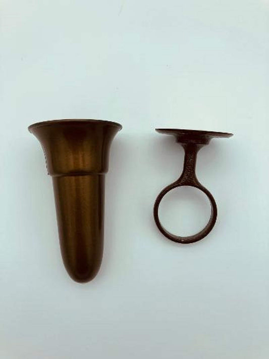 Niche Crypt Mausoleum Brown Vase 4 inch with (Epoxy) Disc Base Ring Support -