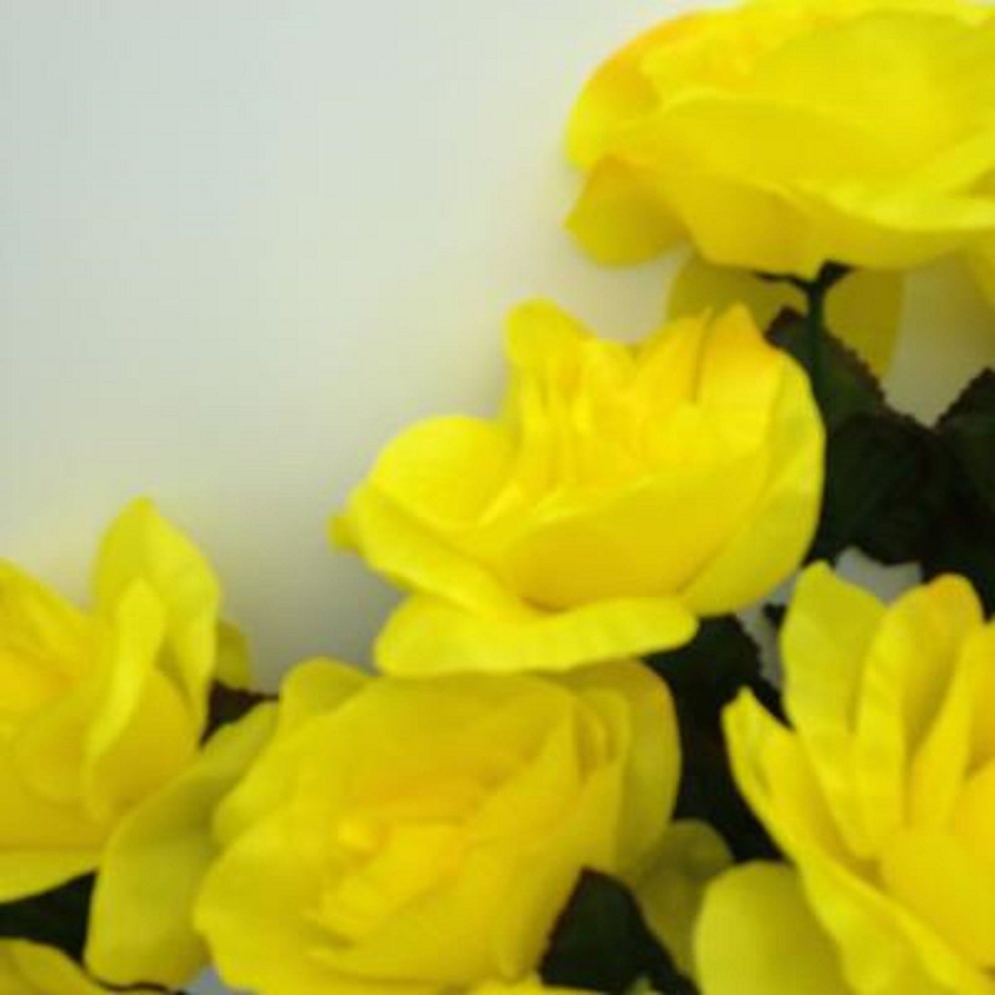 Cemetery Silk Flower Vase YELLOW Open Rose Bouquet