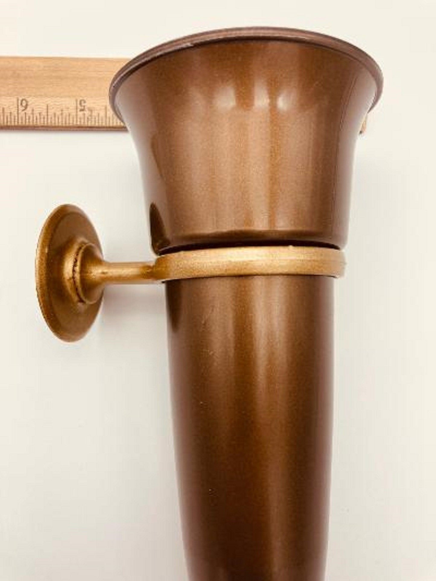 Mausoleum Crypt Bronze / Brown Vase 5.5 inch Old GOLD Ring Disc Base (epoxy) Support (5.5 IN)