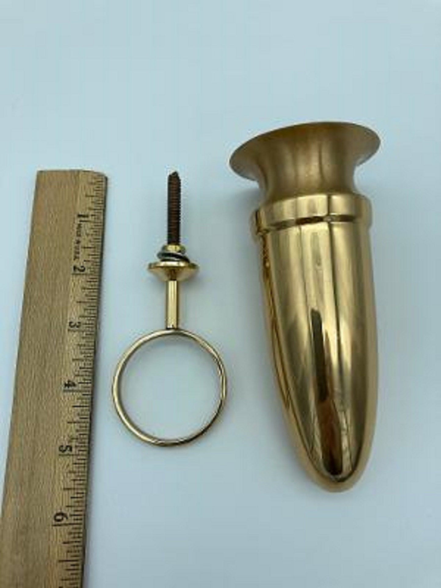 Crypt Mausoleum Niche Bronze Metal Vase - 5 Inch with Bronze Bolt / Ring Base -