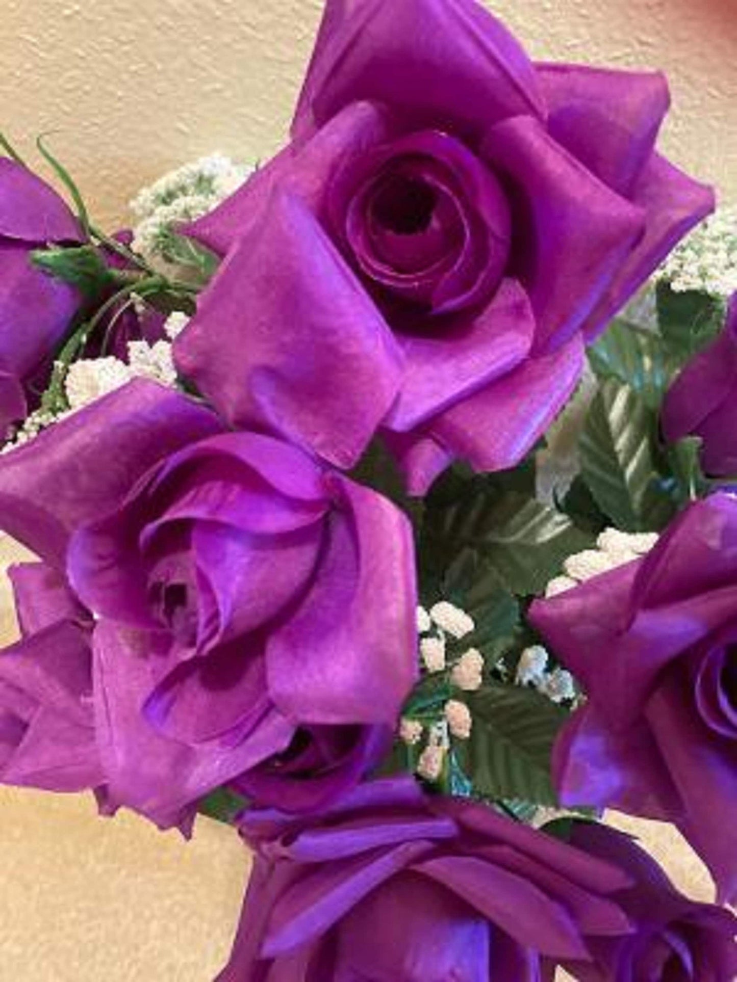 Cemetery Vase of Silk ROSES Deluxe for Grave-site Presentation in Remembrance of Loved Ones -