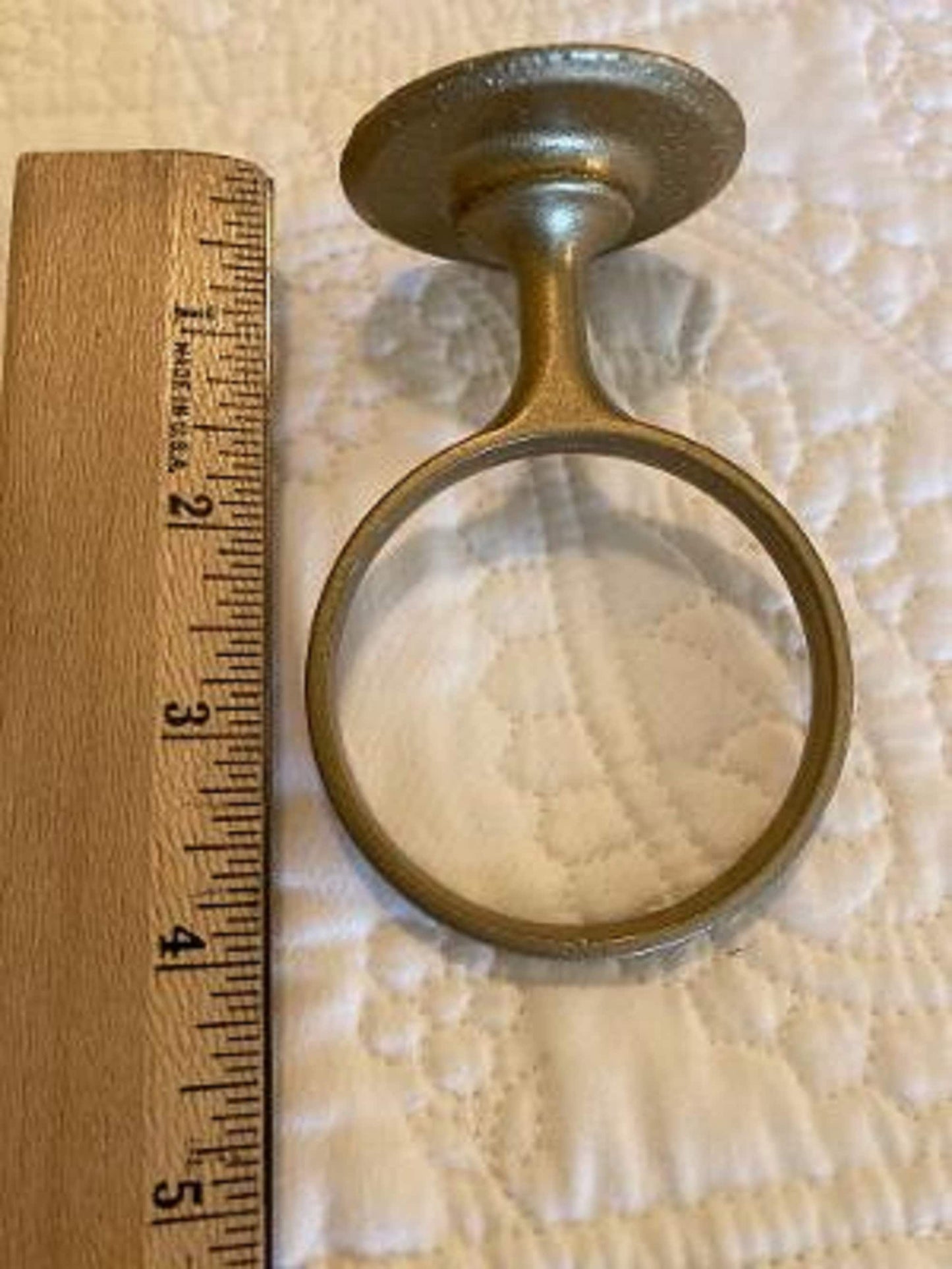 Mausoleum Bronze Crypt Vase 8 inch Old GOLD Ring Disc Base (epoxy) Support (7.75 IN)