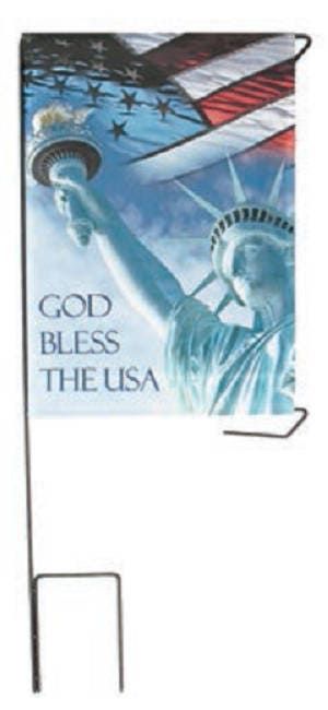 Cemetery Garden DIY BANNER "God Bless The USA" for Grave-site Presentation in Remembrance of Loved Ones or Home Garden Use -