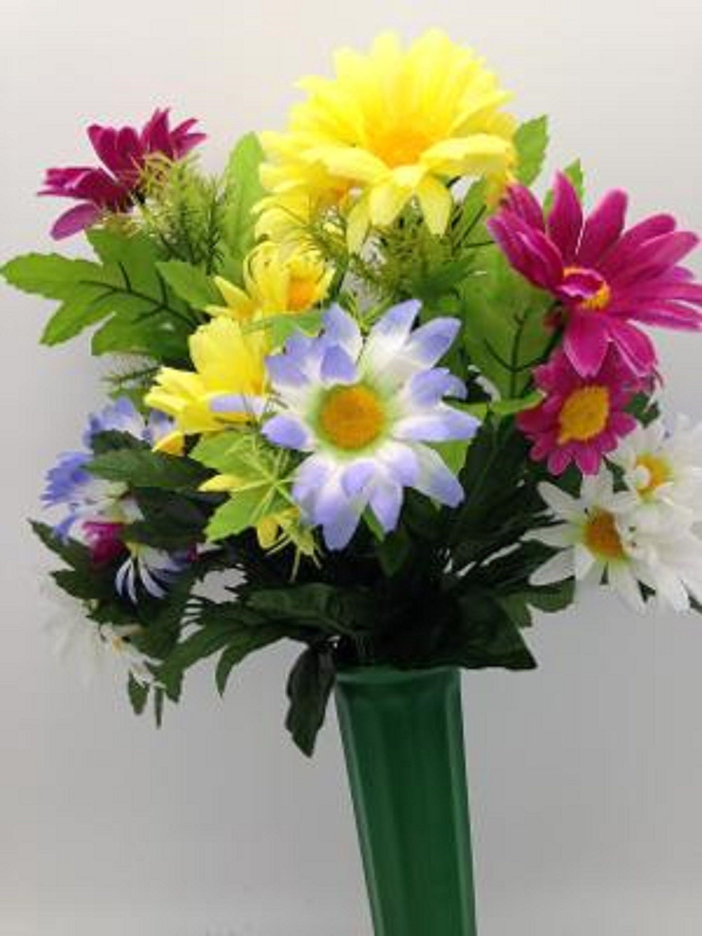 Cemetery Silk Flower Gerbera Daisy Vase
