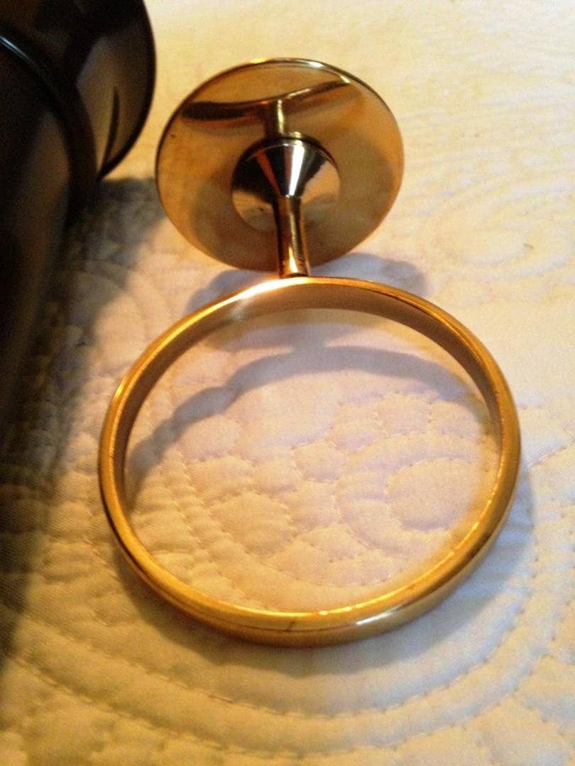 Mausoleum Crypt Brown Vase 8 inch (Epoxy) Disc Base with Brite Jeweler Grade Bronze Metal Ring Support (7.75 IN) -