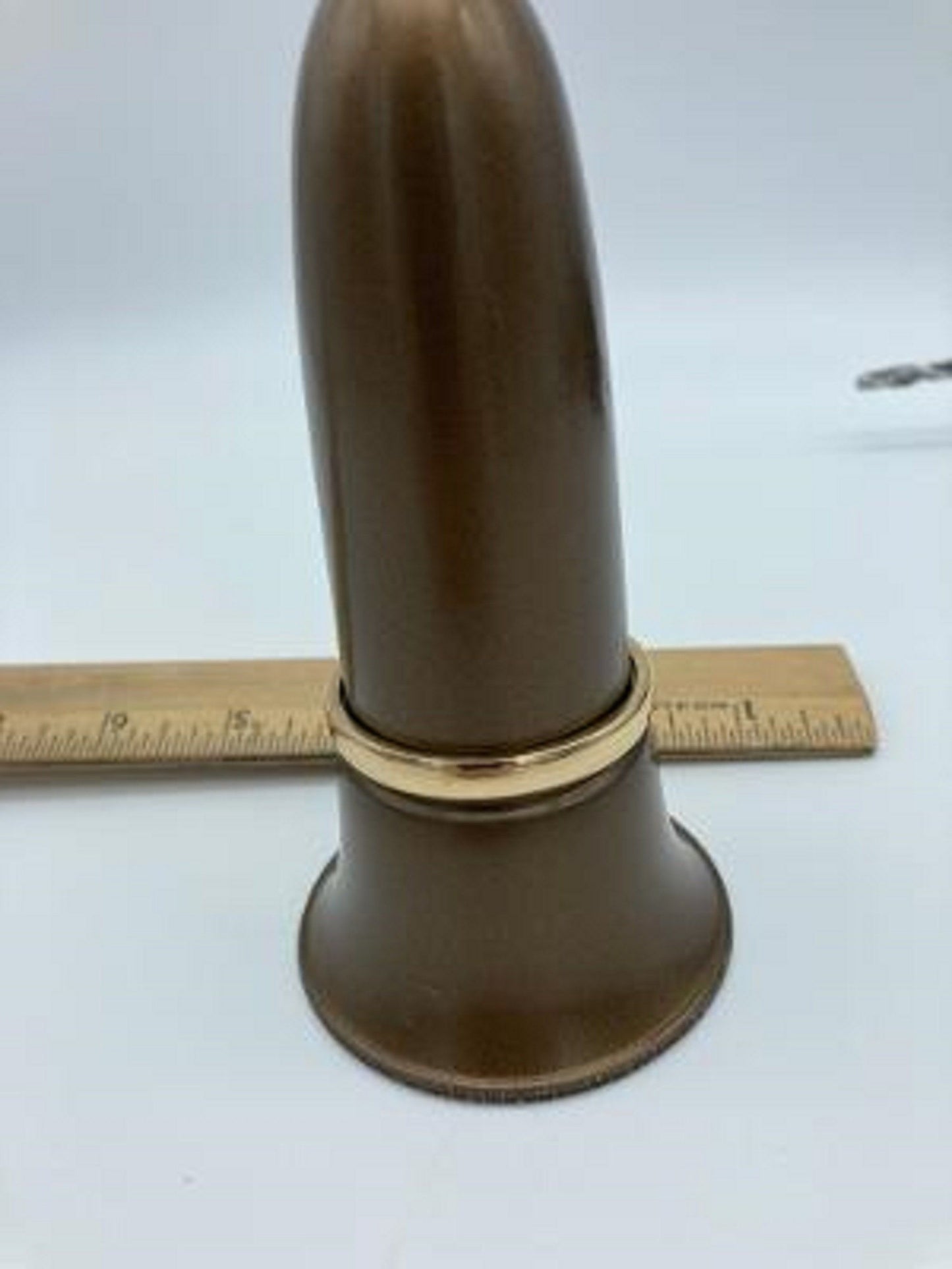 Mausoleum Crypt Brown Vase 5.5 inch with Standard Base in Brite solid BRONZE Metal Ring Support - Royal Duchess -