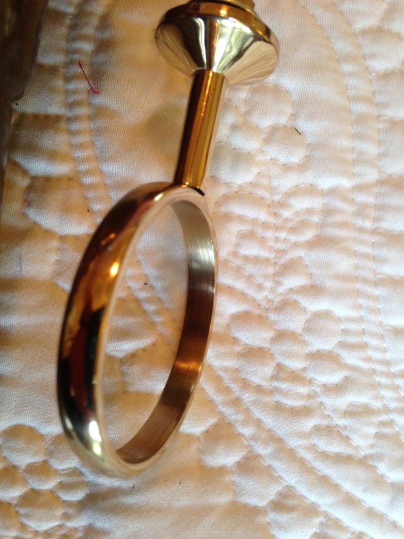 Mausoleum Crypt Brown Vase 5.5 inch with Standard Base in Brite solid BRONZE Metal Ring Support - Royal Duchess -