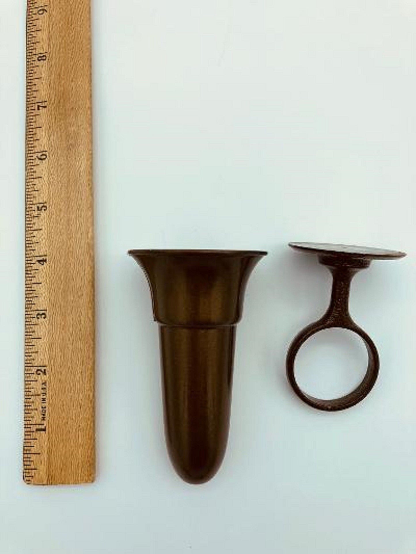 Niche Crypt Mausoleum Brown Vase 4 inch with (Epoxy) Disc Base Ring Support -