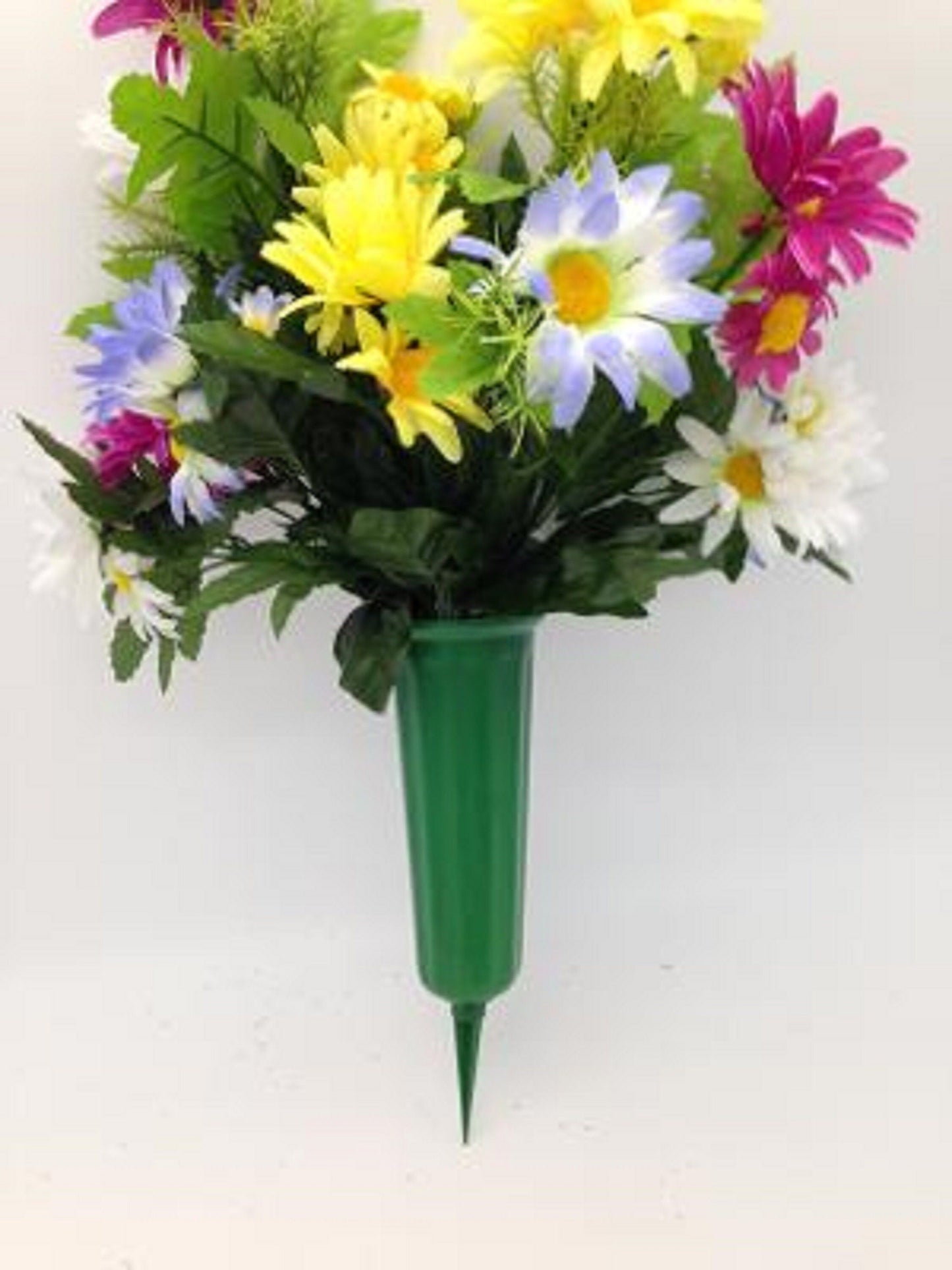 Cemetery Silk Flower Gerbera Daisy Vase