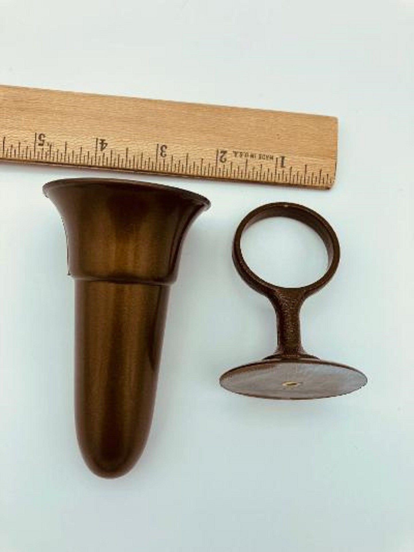 Niche Crypt Mausoleum Brown Vase 4 inch with (Epoxy) Disc Base Ring Support -