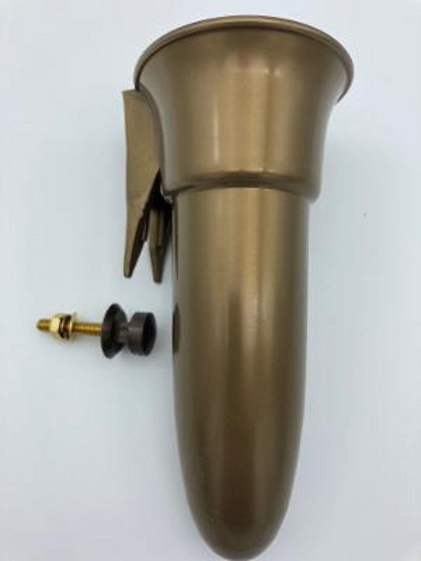 Crypt / Mausoleum Flower GOLD "V" Vase - 7.75 IN with Bolt / Button Support -