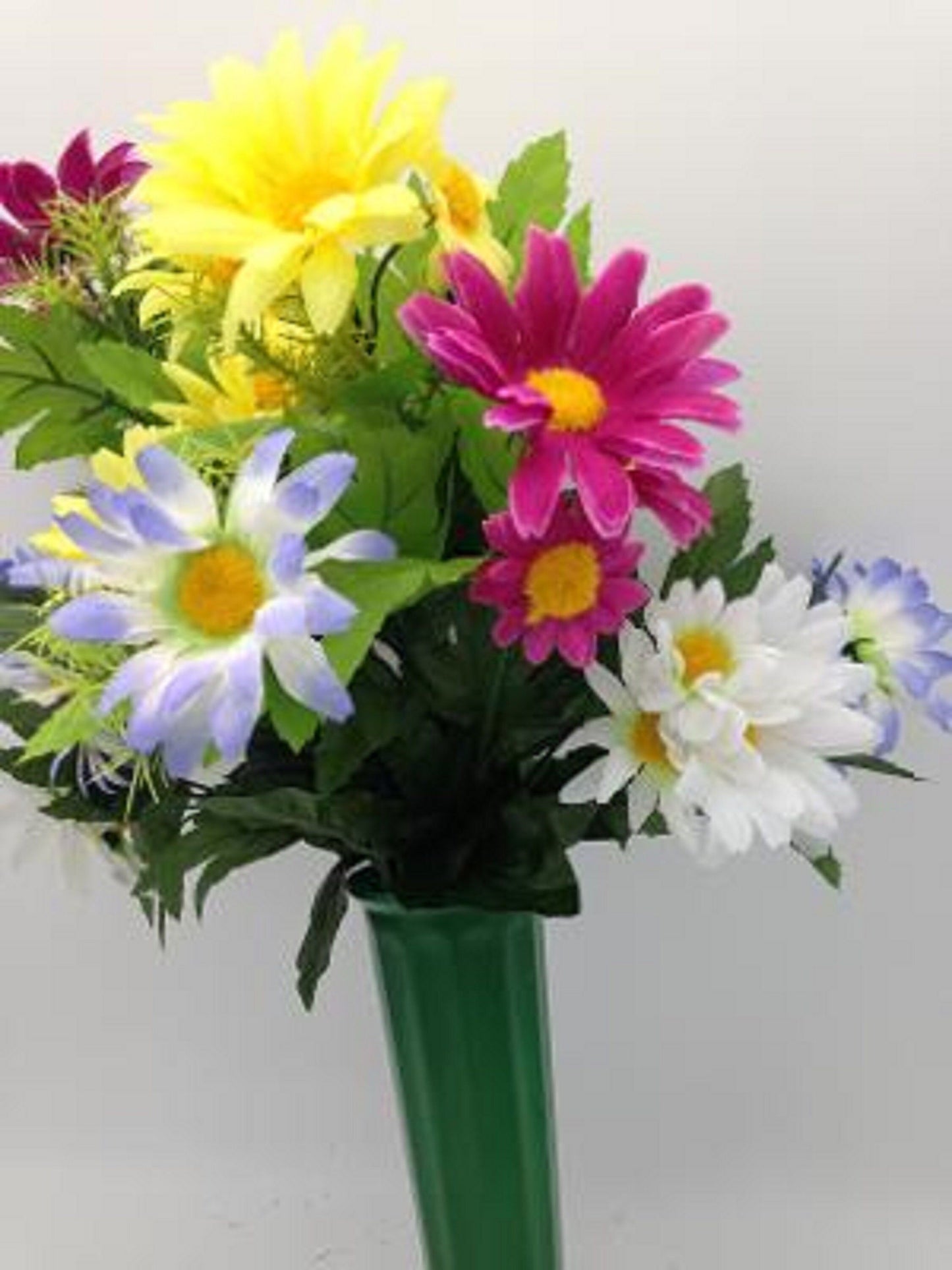 Cemetery Silk Flower Gerbera Daisy Vase