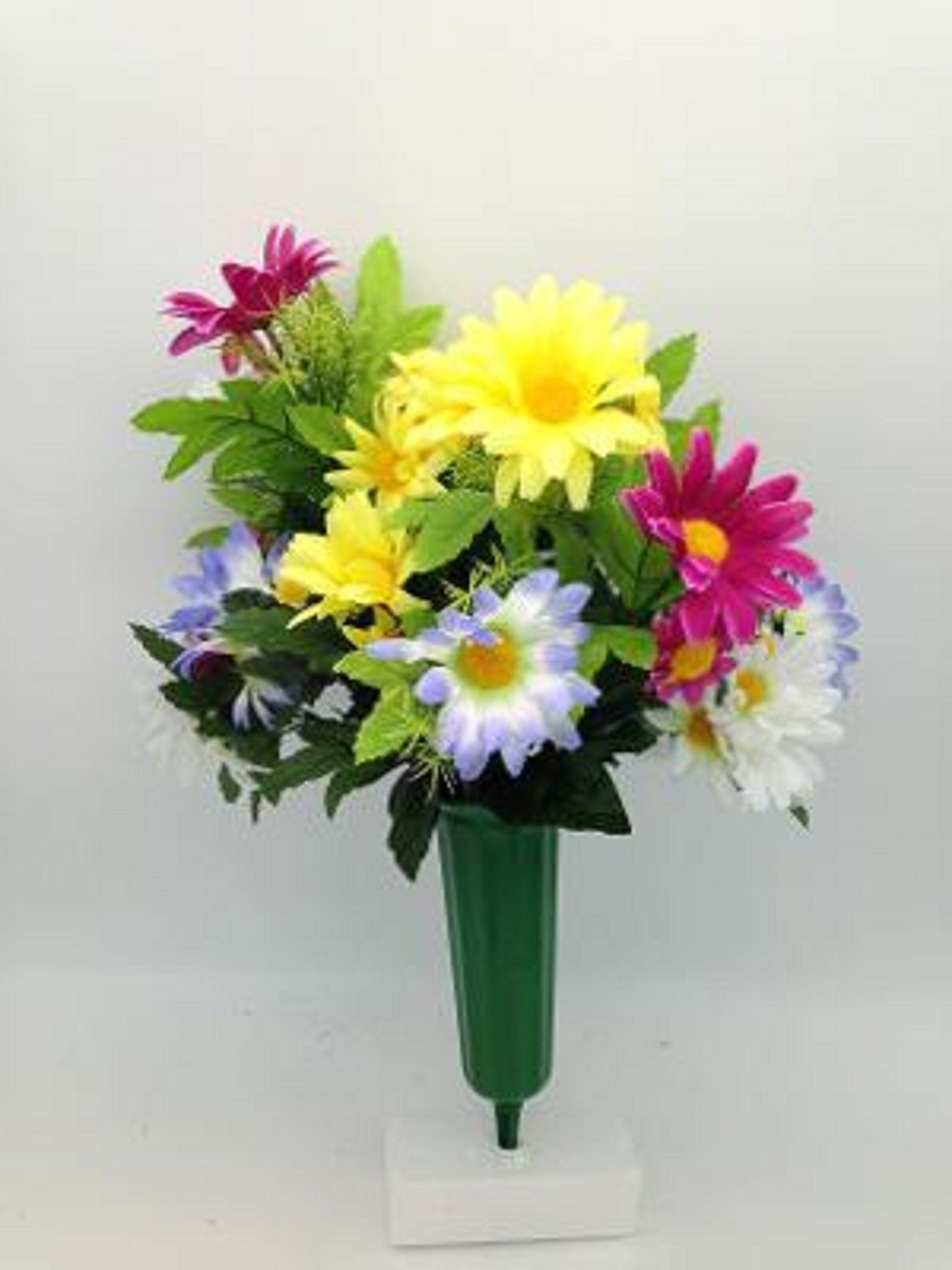 Cemetery Silk Flower Gerbera Daisy Vase
