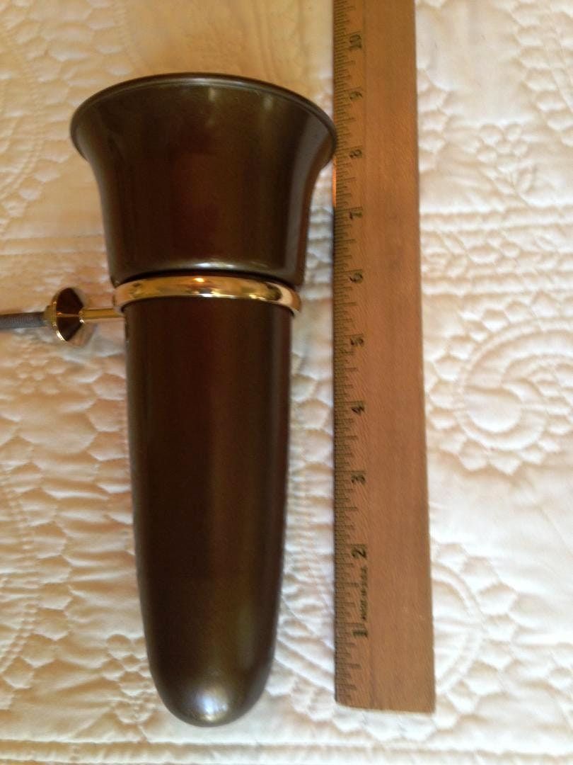 Crypt / Mausoleum  Flower Bown Vase - 7.75 IN Standard Brite BRONZE Metal Ring Support -