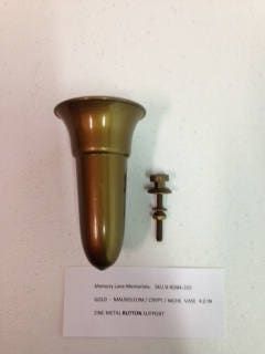 Crypt - Mausoleum GOLD "V" Vase for Flowers 4 IN - Royal Duchess - Zinc Bolt / Button Support -