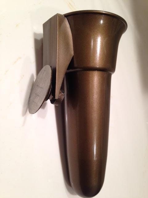 Mausoleum Crypt Brown Vase 7.75 IN - Royal Duchess - (EPOXY) Disc Button Support -