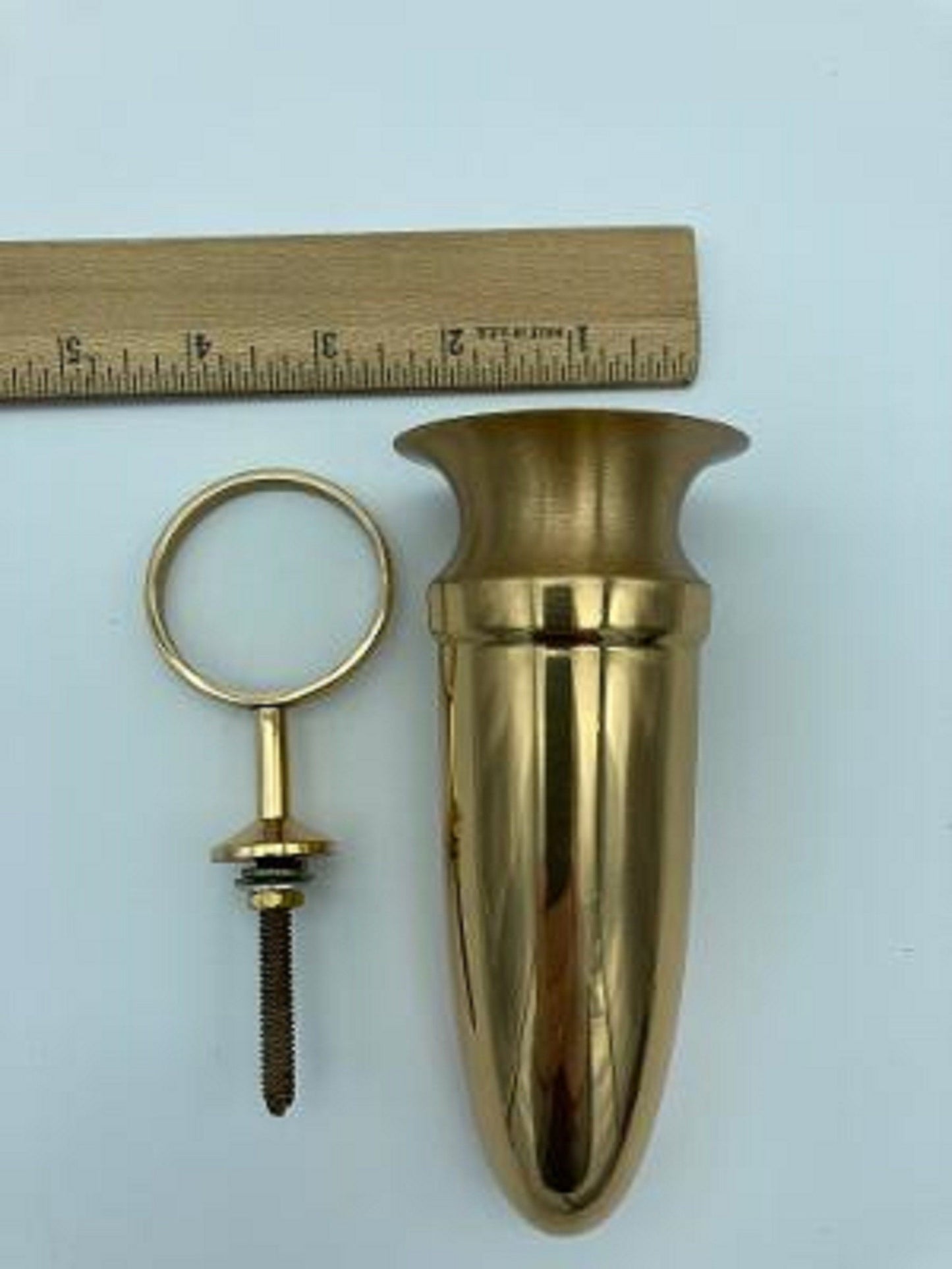 Crypt Mausoleum Niche Bronze Metal Vase - 5 Inch with Bronze Bolt / Ring Base -