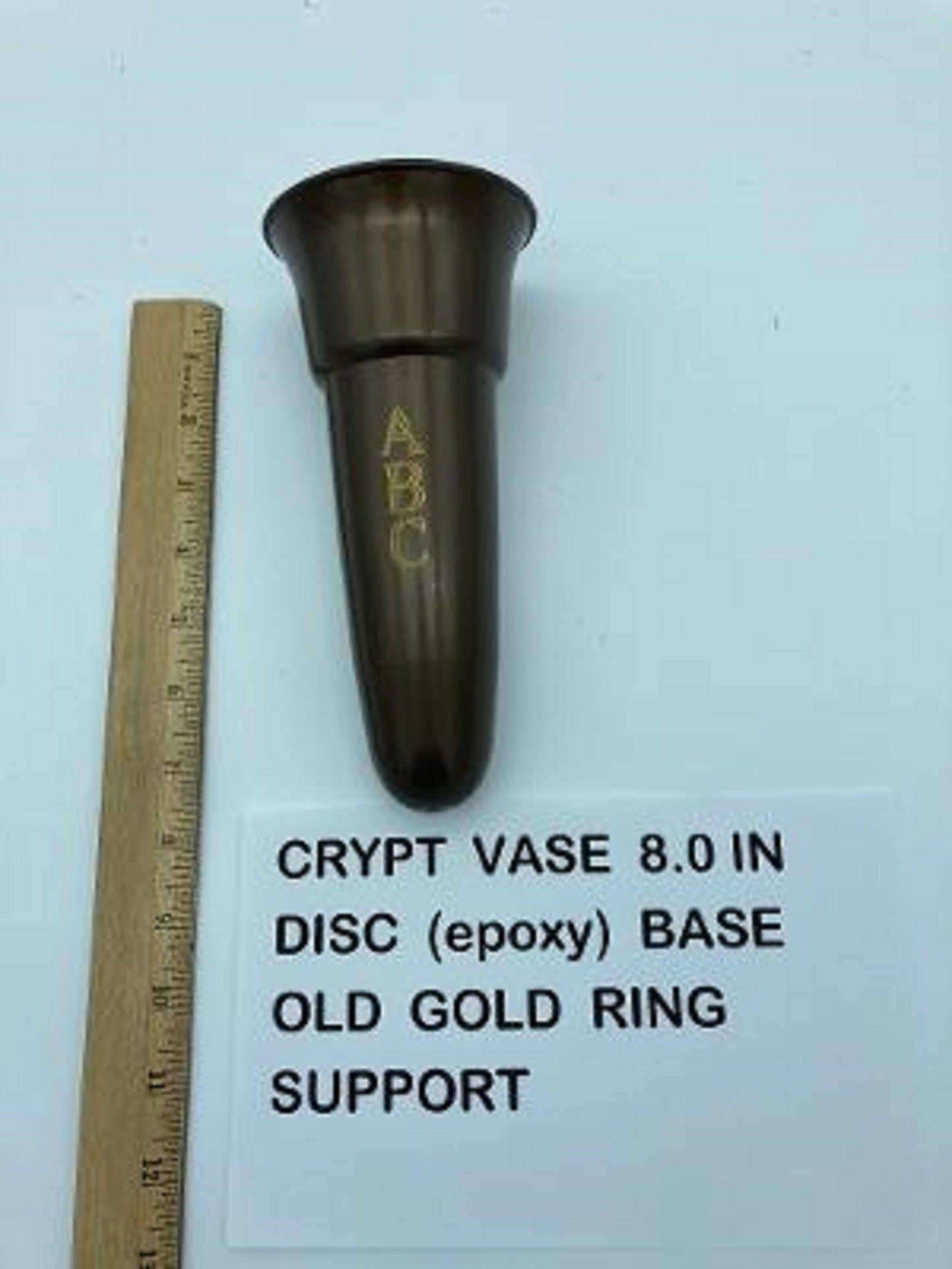 Custom Engraved Crypt Mausoleum Brown Vase Royal Duchess 8 IN - Add 3 Personal Engraved Initials - Old Gold Bolt Ring Support